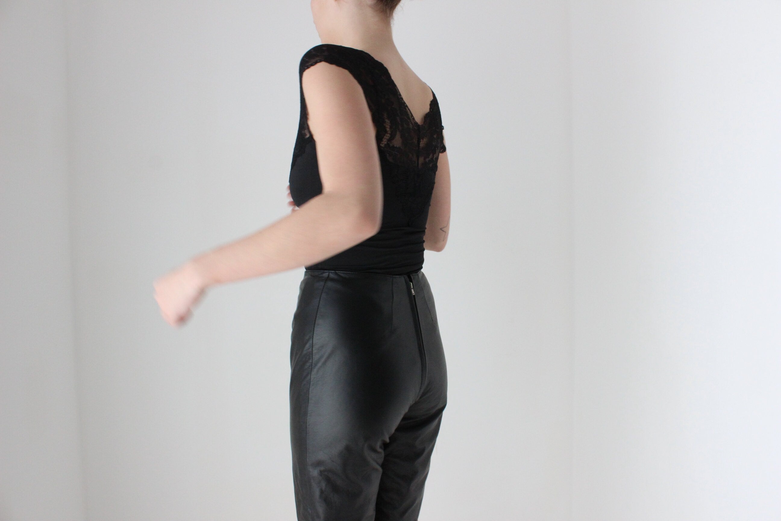 BALLETCORE 80s Romantic Black Lace Bodysuit