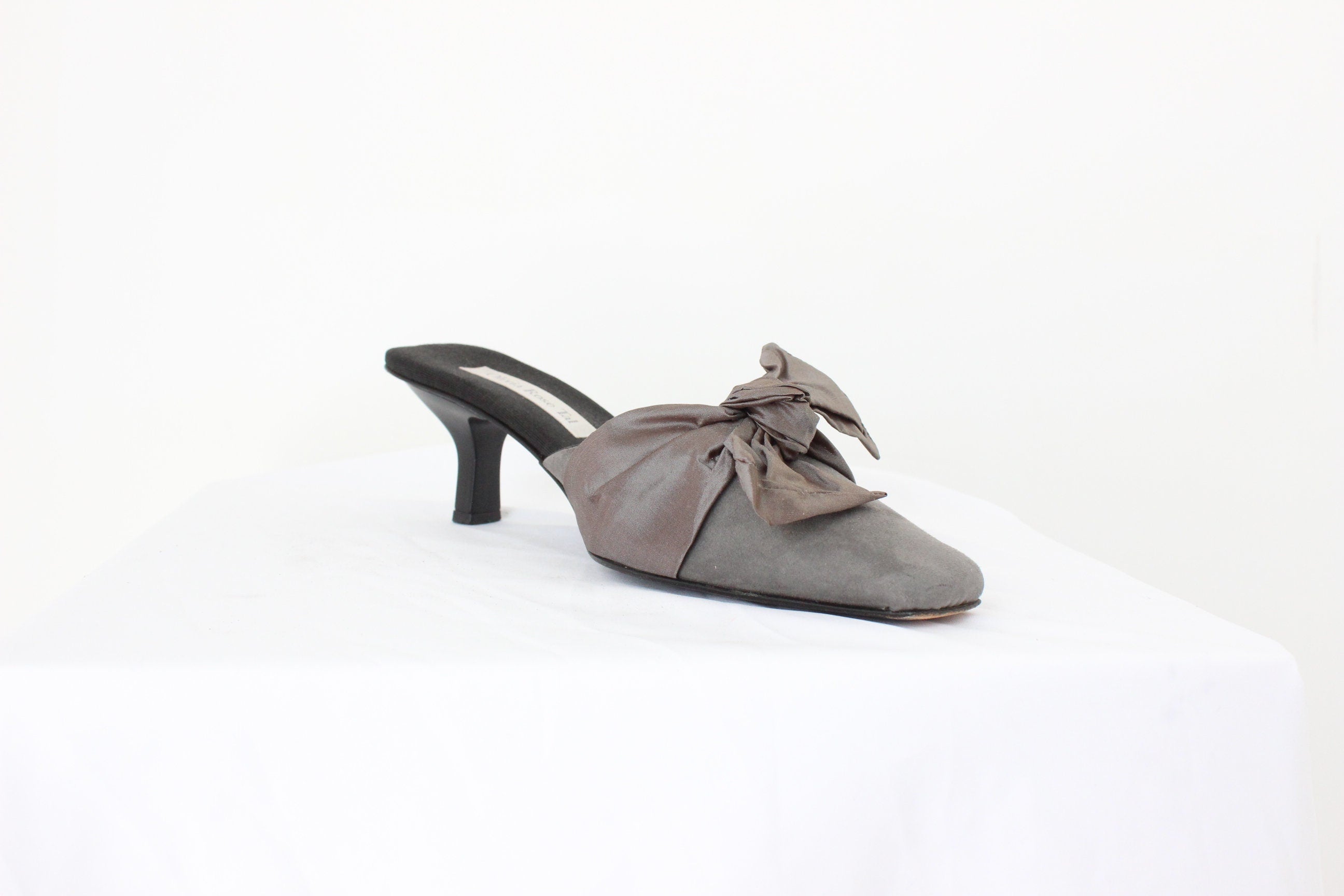 BALLETCORE 90s Olivia Rose Tal Suede & Silk Bow Mules ~ Euro 40