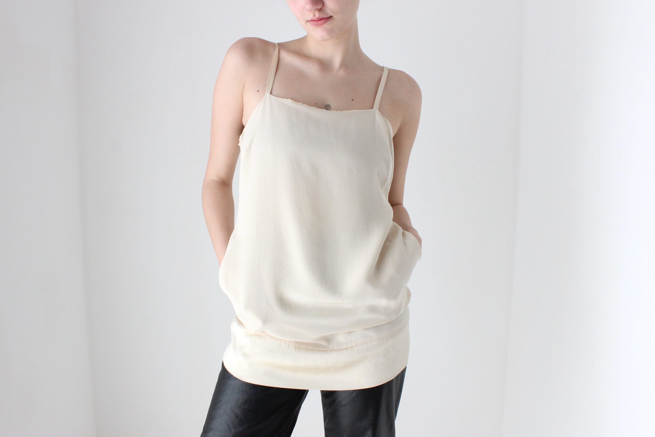BALLETCORE 2000s Designer Pure Silk Cami Top or Mini