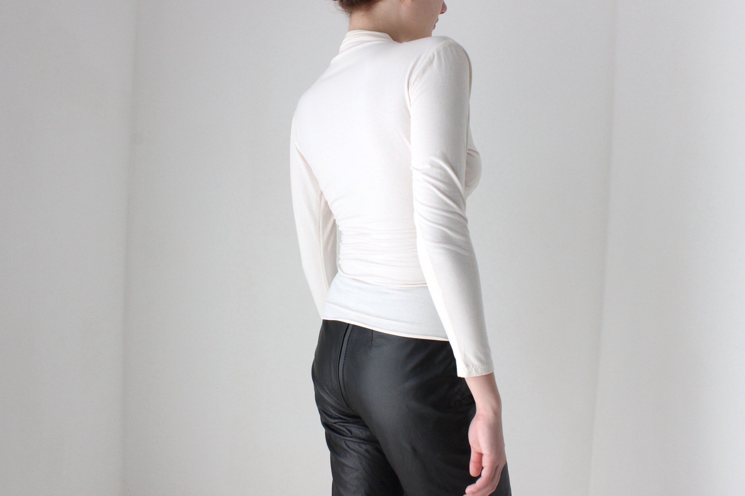 BALLETCORE Handmade 80s Cotton Blend 'Wrap' Style Long Sleeve Crossover Top