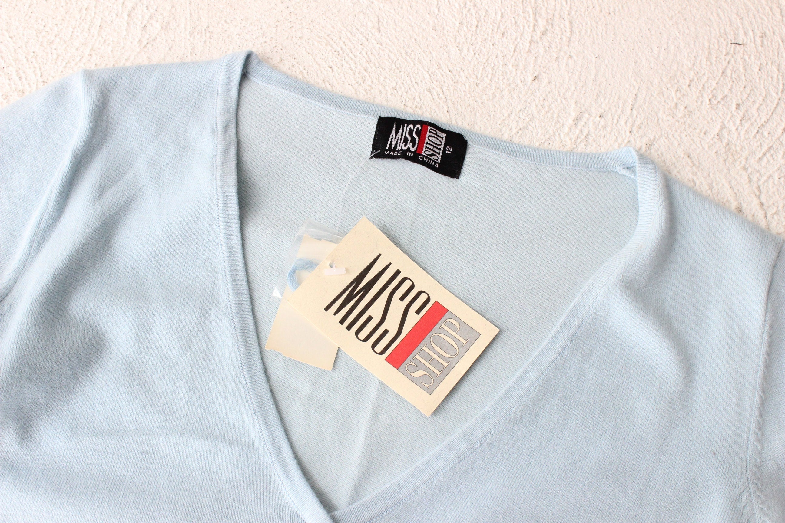 BALLETCORE 90s Pastel Plunge Neck 'Wrap' Knit Top