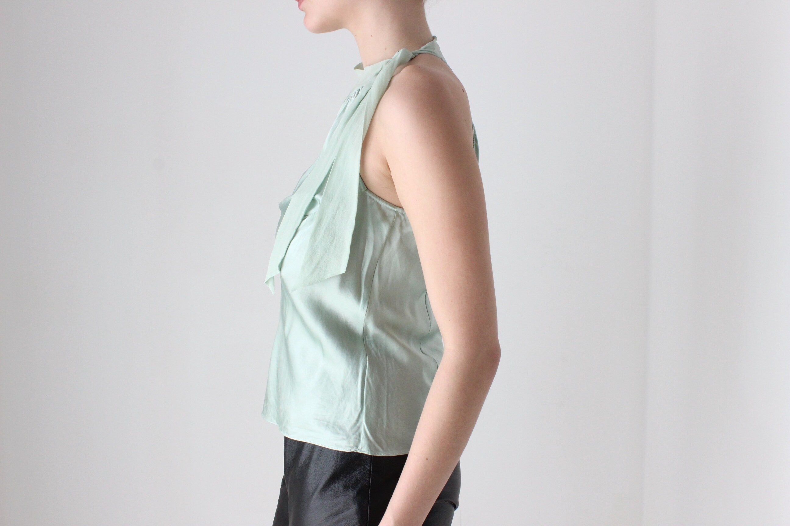 BALLETCORE Y2K Designer Silk Halter Neck Top