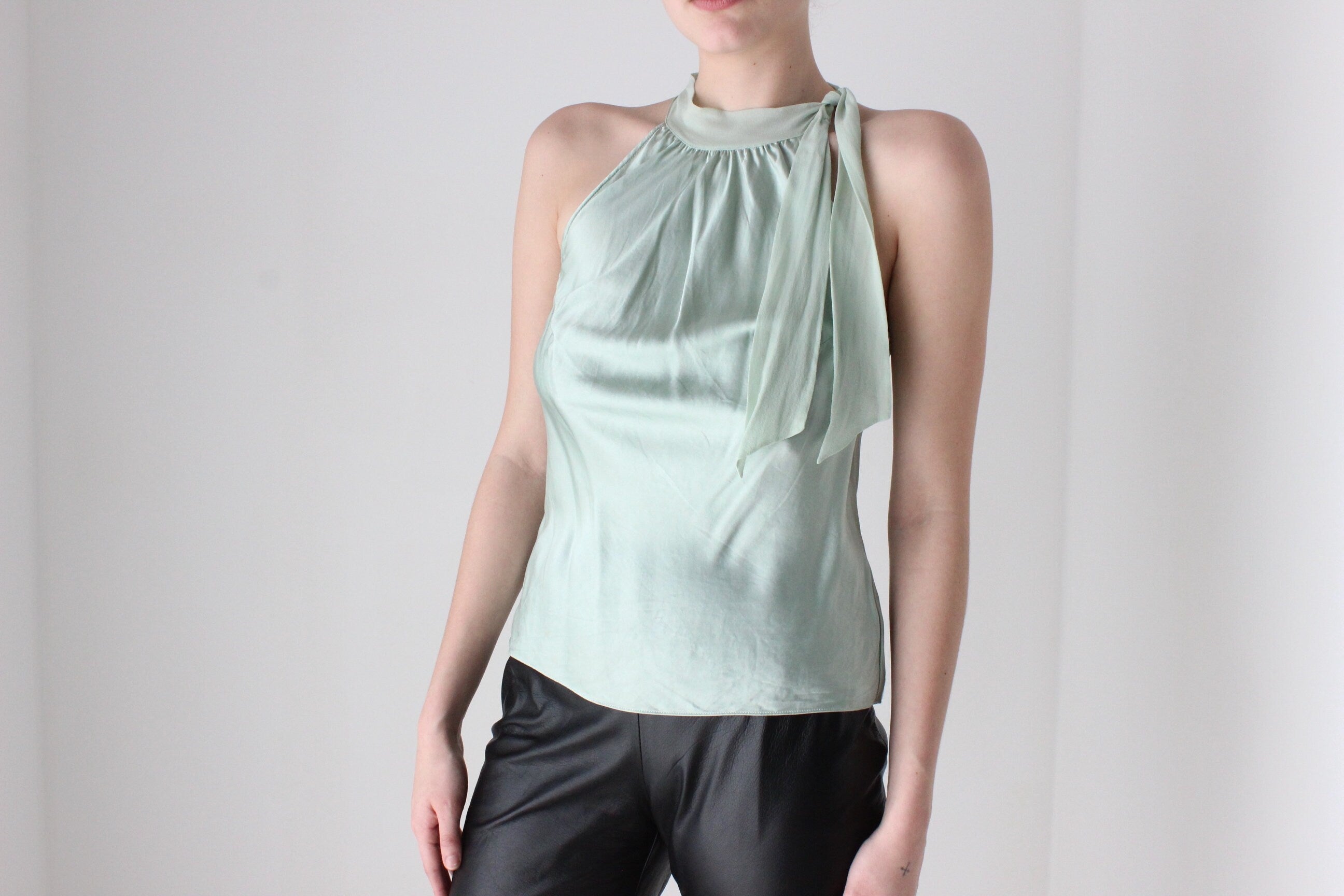 BALLETCORE Y2K Designer Silk Halter Neck Top