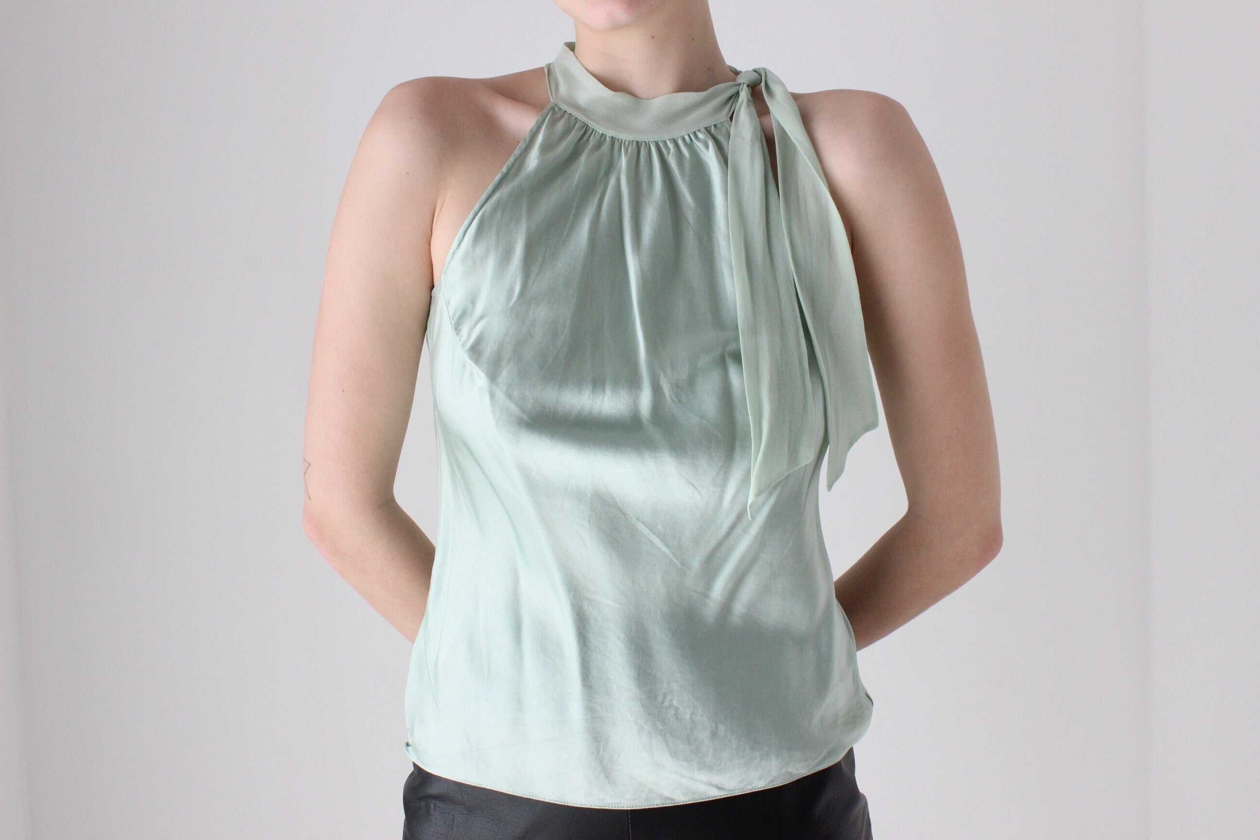 BALLETCORE Y2K Designer Silk Halter Neck Top