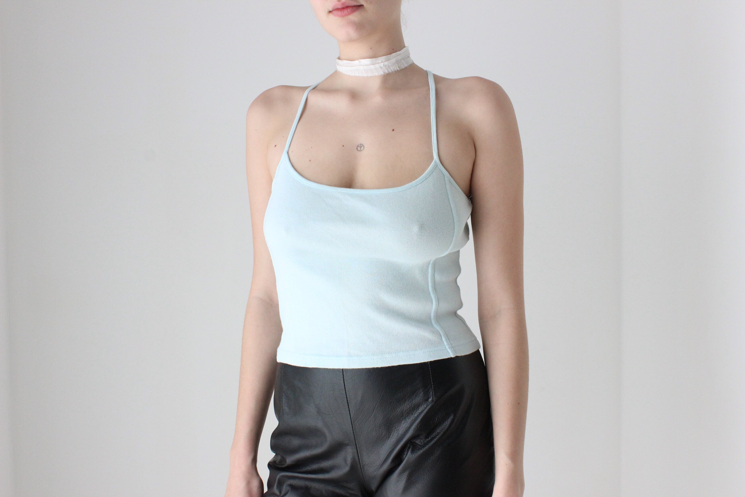 BALLETCORE 90s Ice Blue Cotton Tank