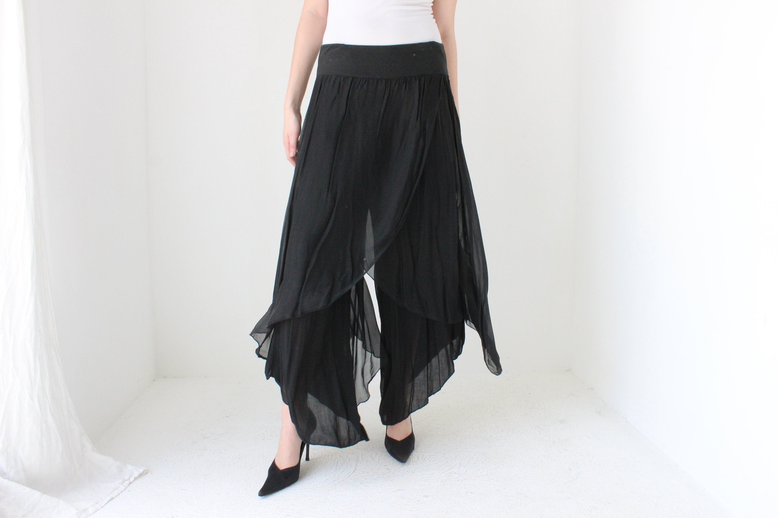 BALLETCORE 90s Italian Silk Layered Pants
