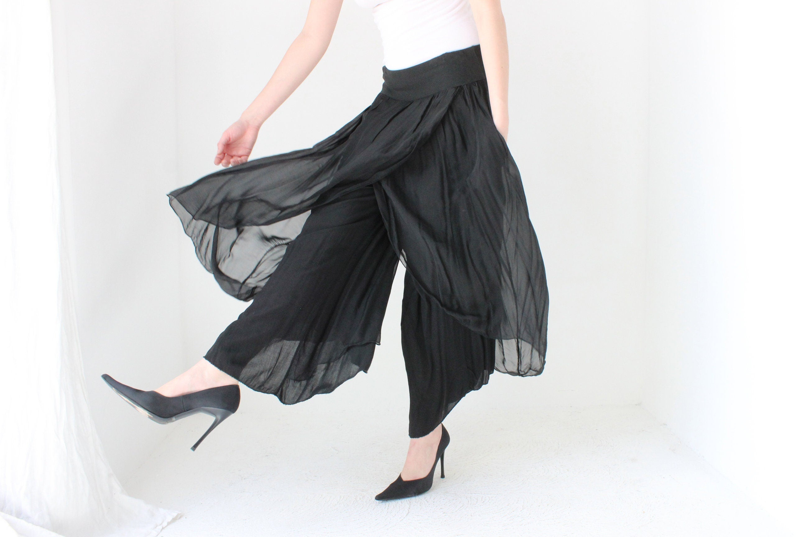 BALLETCORE 90s Italian Silk Layered Pants