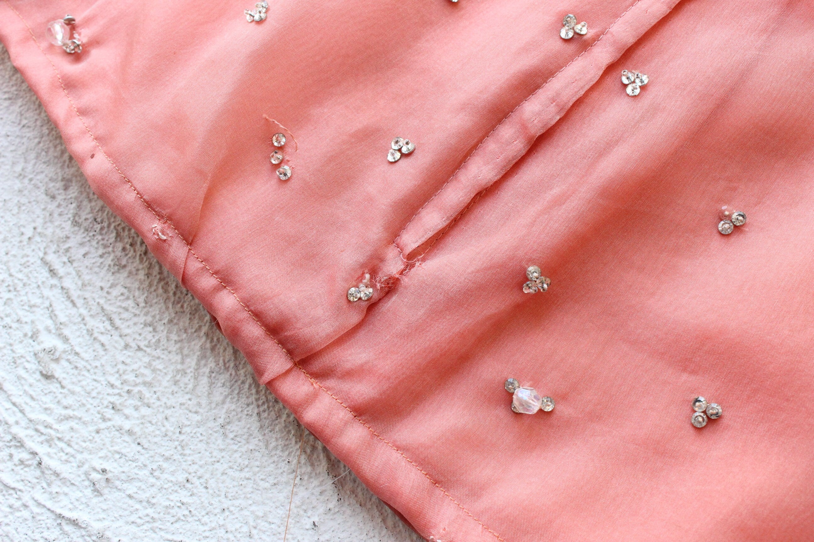 BALLETCORE 1960s British Couture Salmon Silk Organza Top