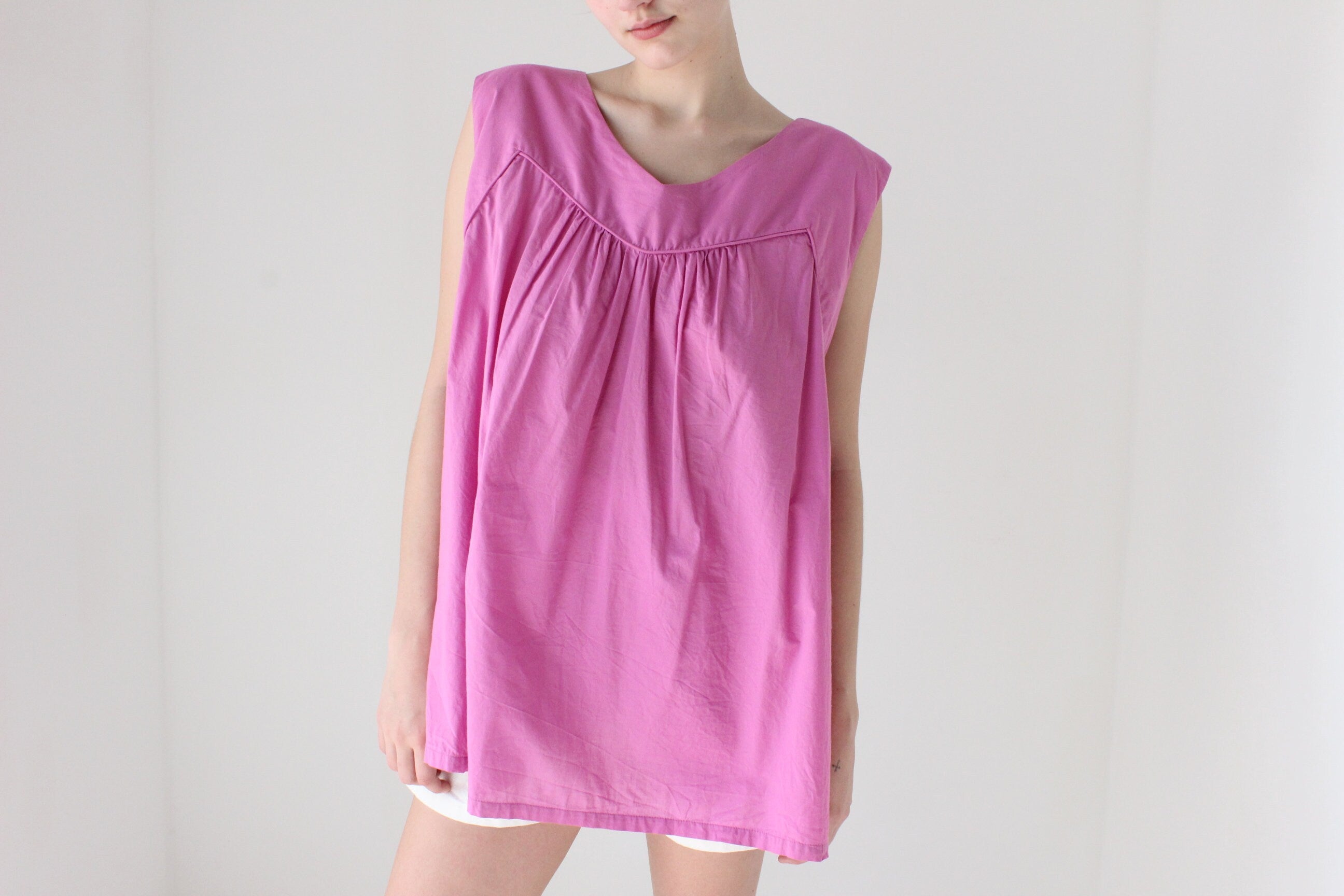 2000s Cotton Free Size Trapeze Tank Top or Mini