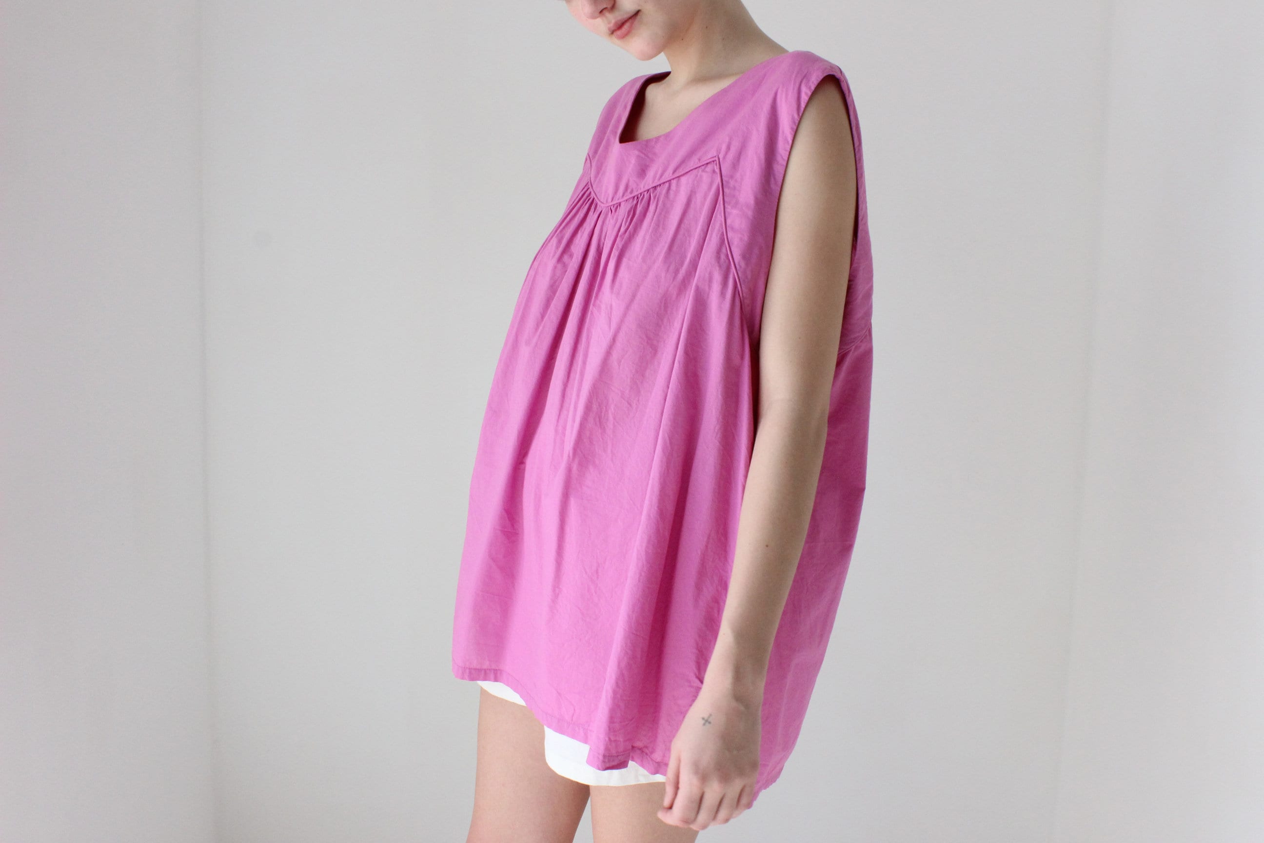 2000s Cotton Free Size Trapeze Tank Top or Mini