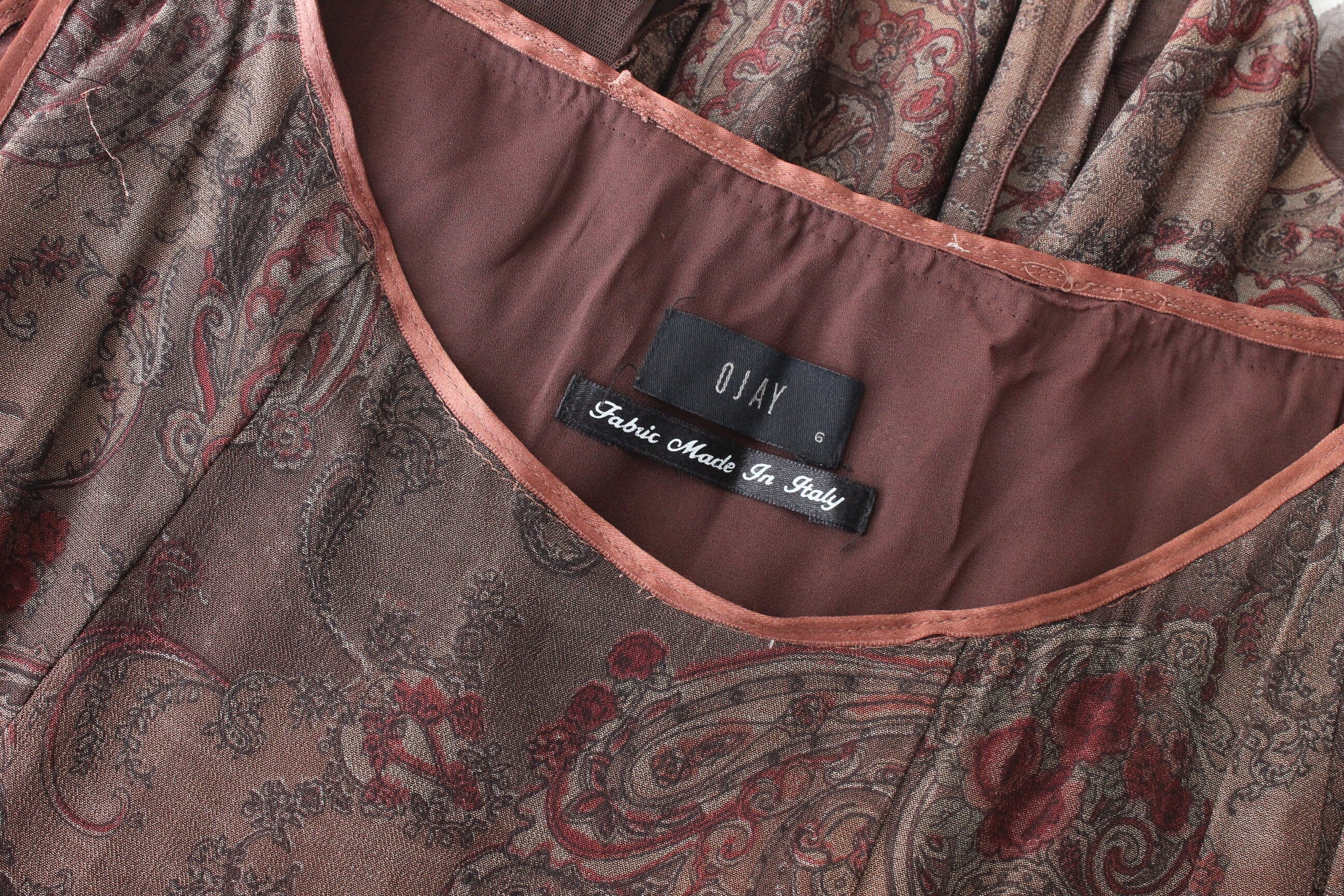 90s Paisley Jagged Hem Voluminous Smock Top