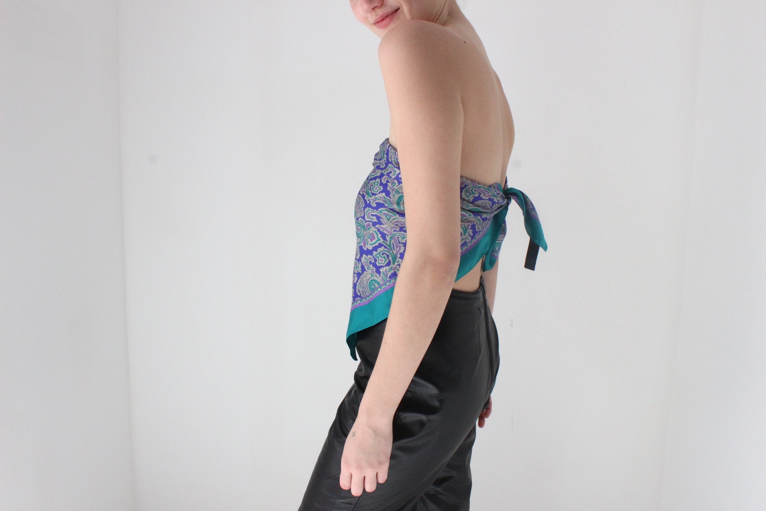 80s Paisley Square Scarf Bandana Top