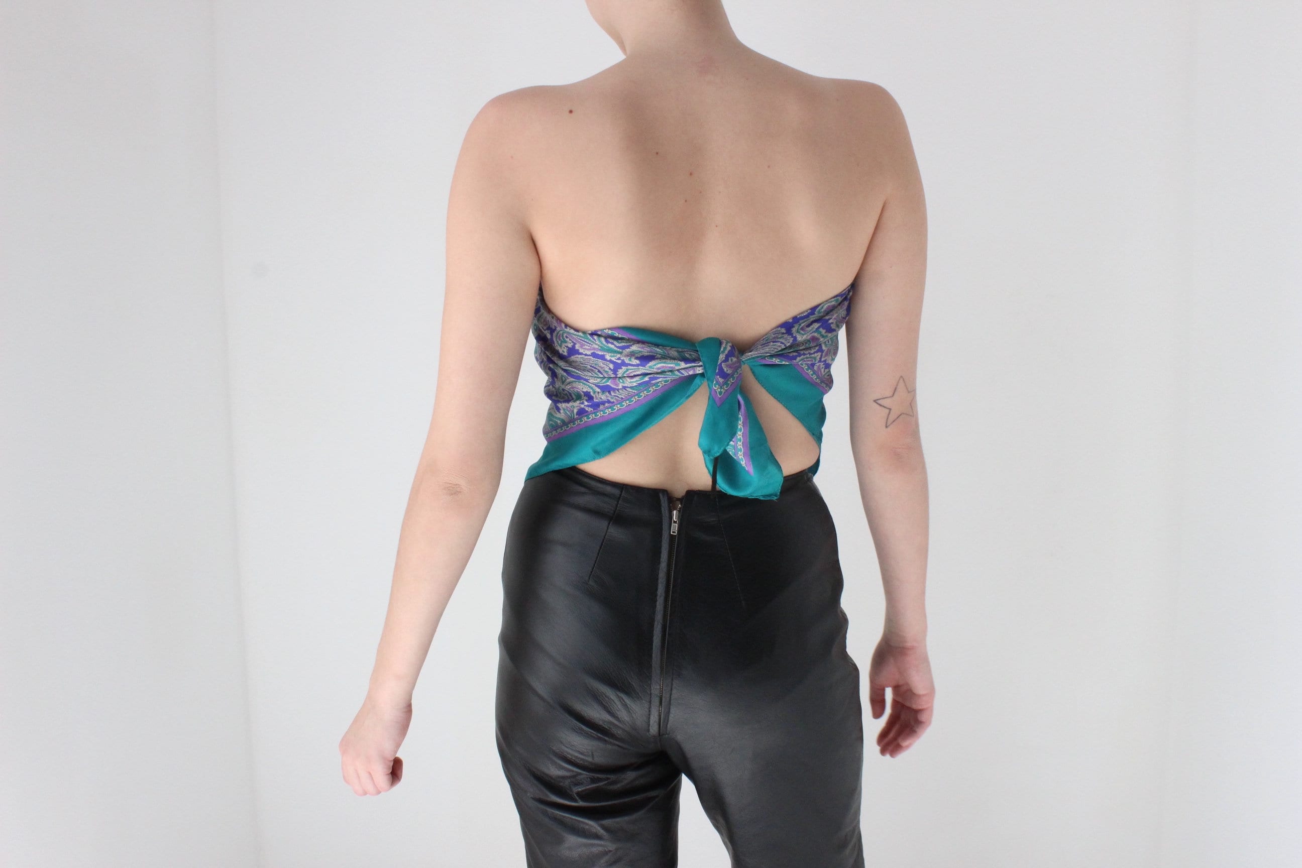 80s Paisley Square Scarf Bandana Top