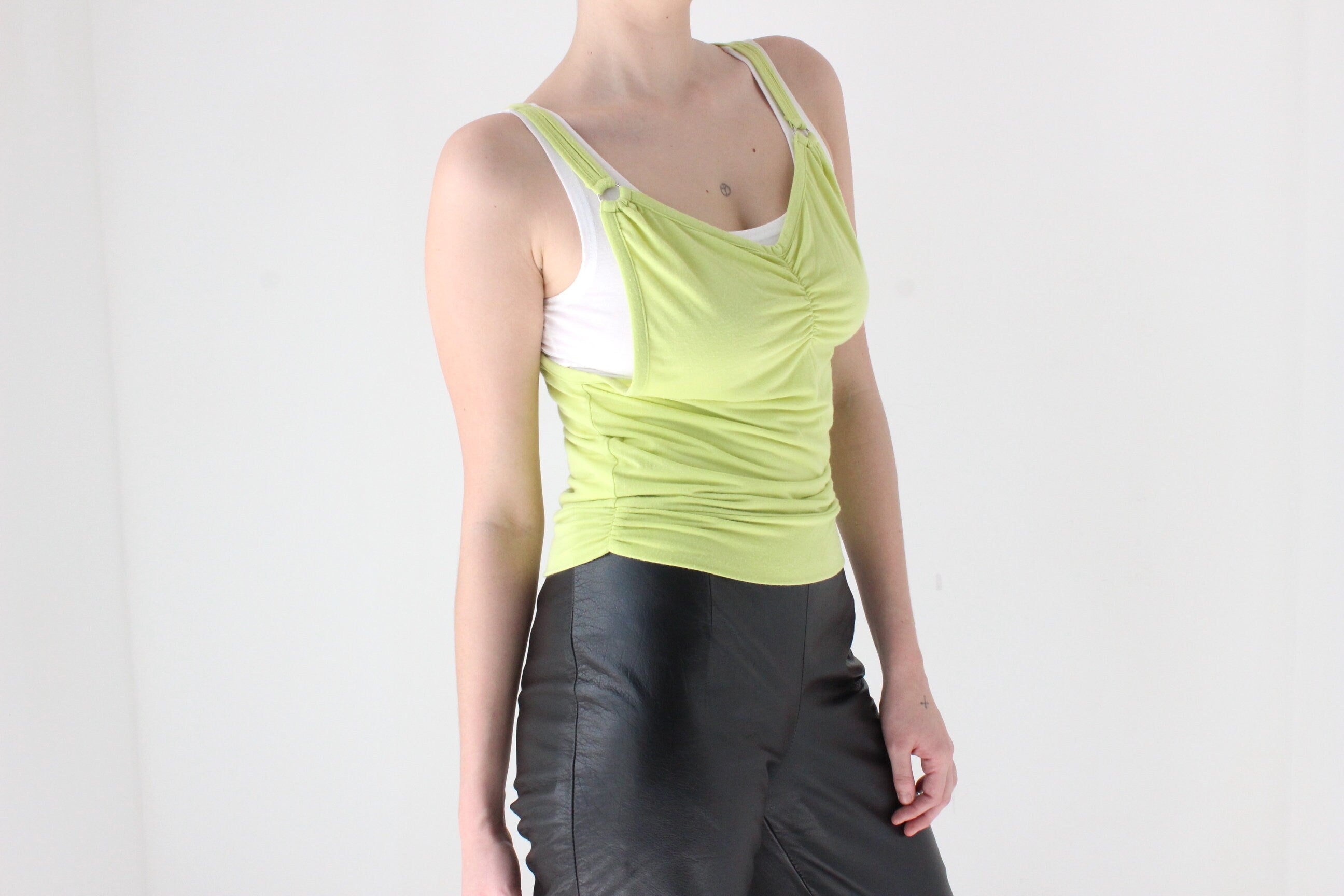 Futuristic Y2K Layered Jersey O-Ring Tank Top