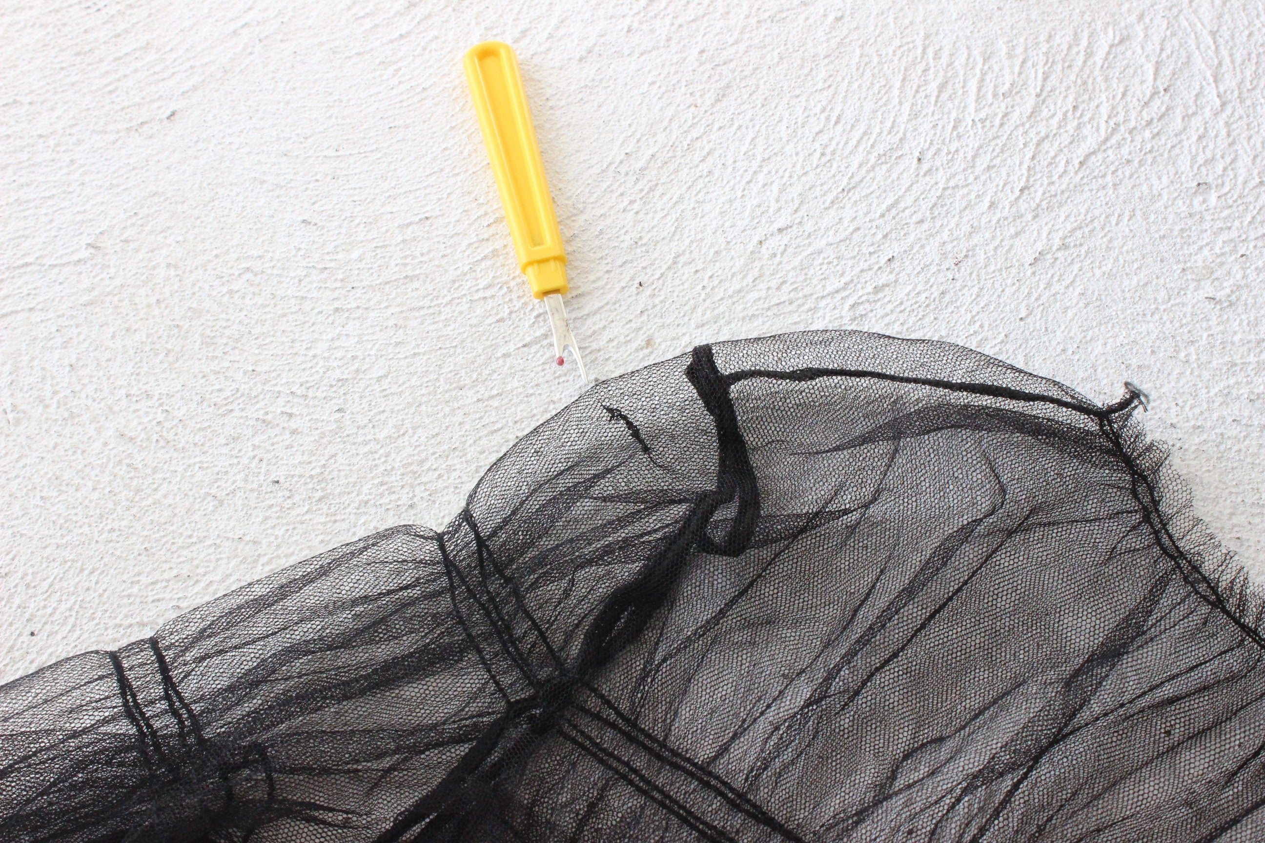 BALLETCORE Sheer Black Tulle Puff Sleeve Maxi Dress