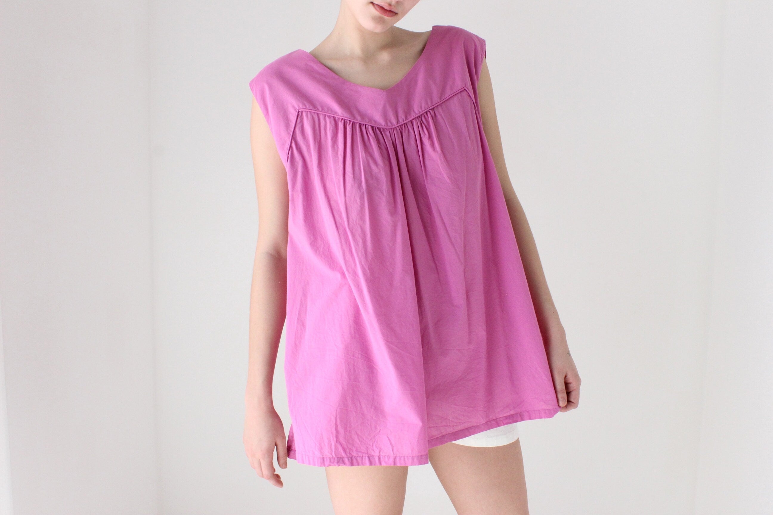 2000s Cotton Free Size Trapeze Tank Top or Mini