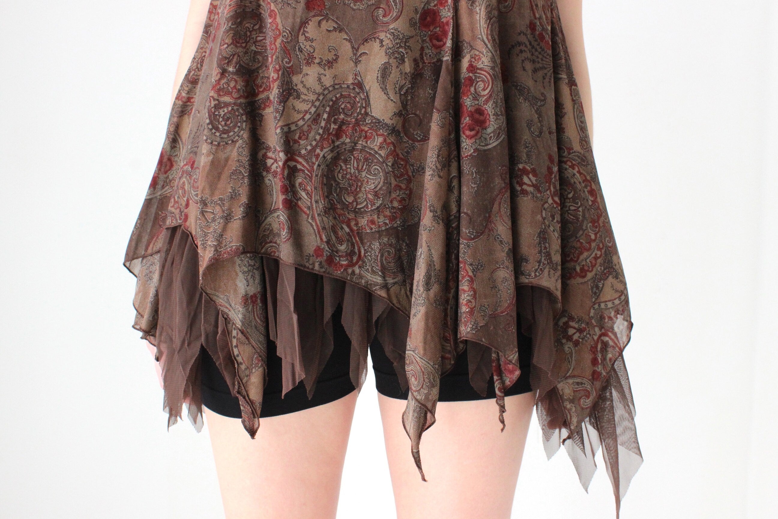 90s Paisley Jagged Hem Voluminous Smock Top