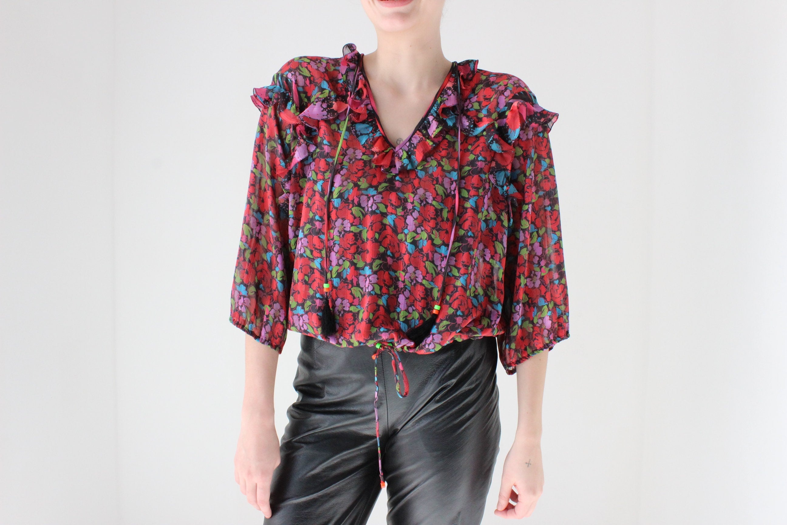 Maximalist 80s Diane Fres Georgette Ruffle Blouse