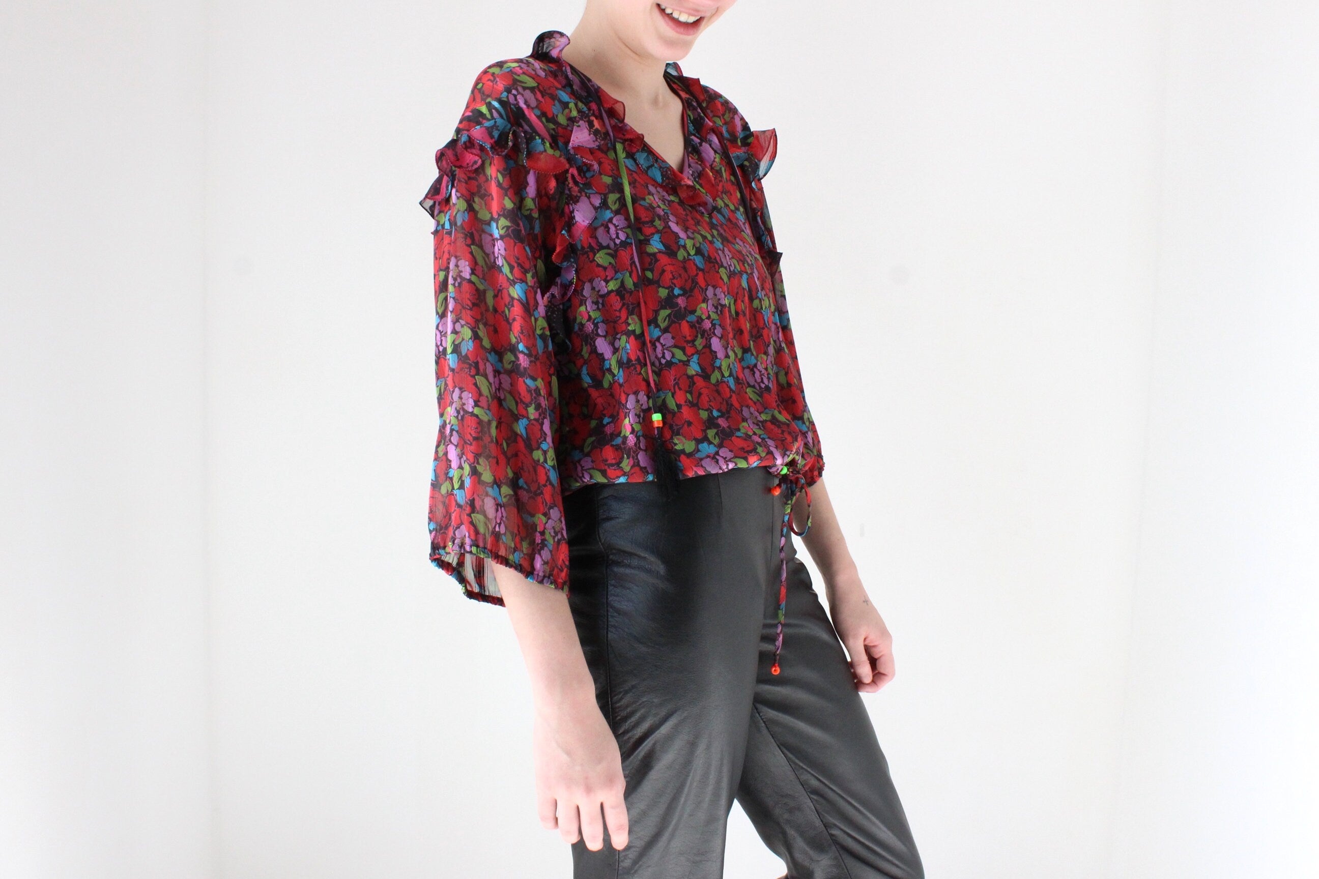 Maximalist 80s Diane Fres Georgette Ruffle Blouse
