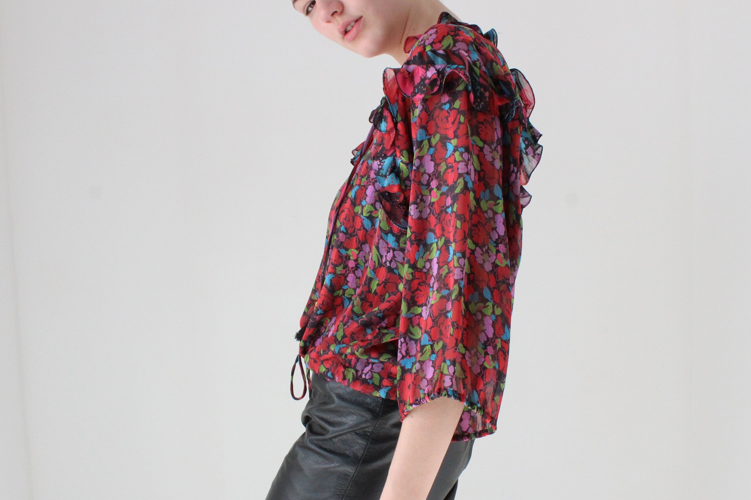 Maximalist 80s Diane Fres Georgette Ruffle Blouse