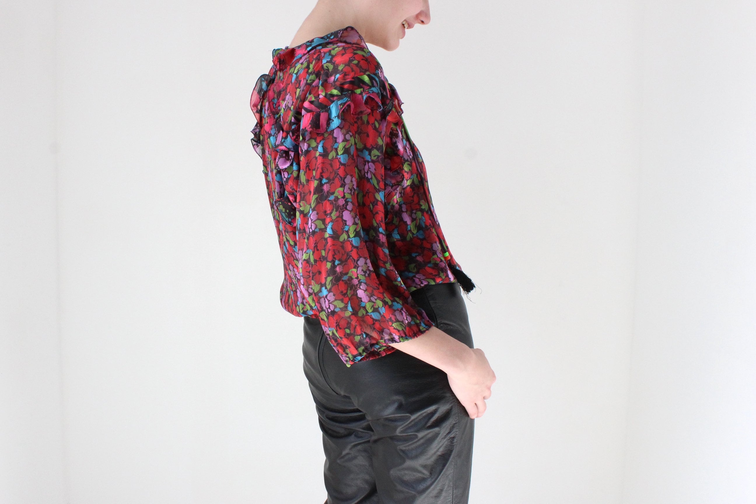 Maximalist 80s Diane Fres Georgette Ruffle Blouse