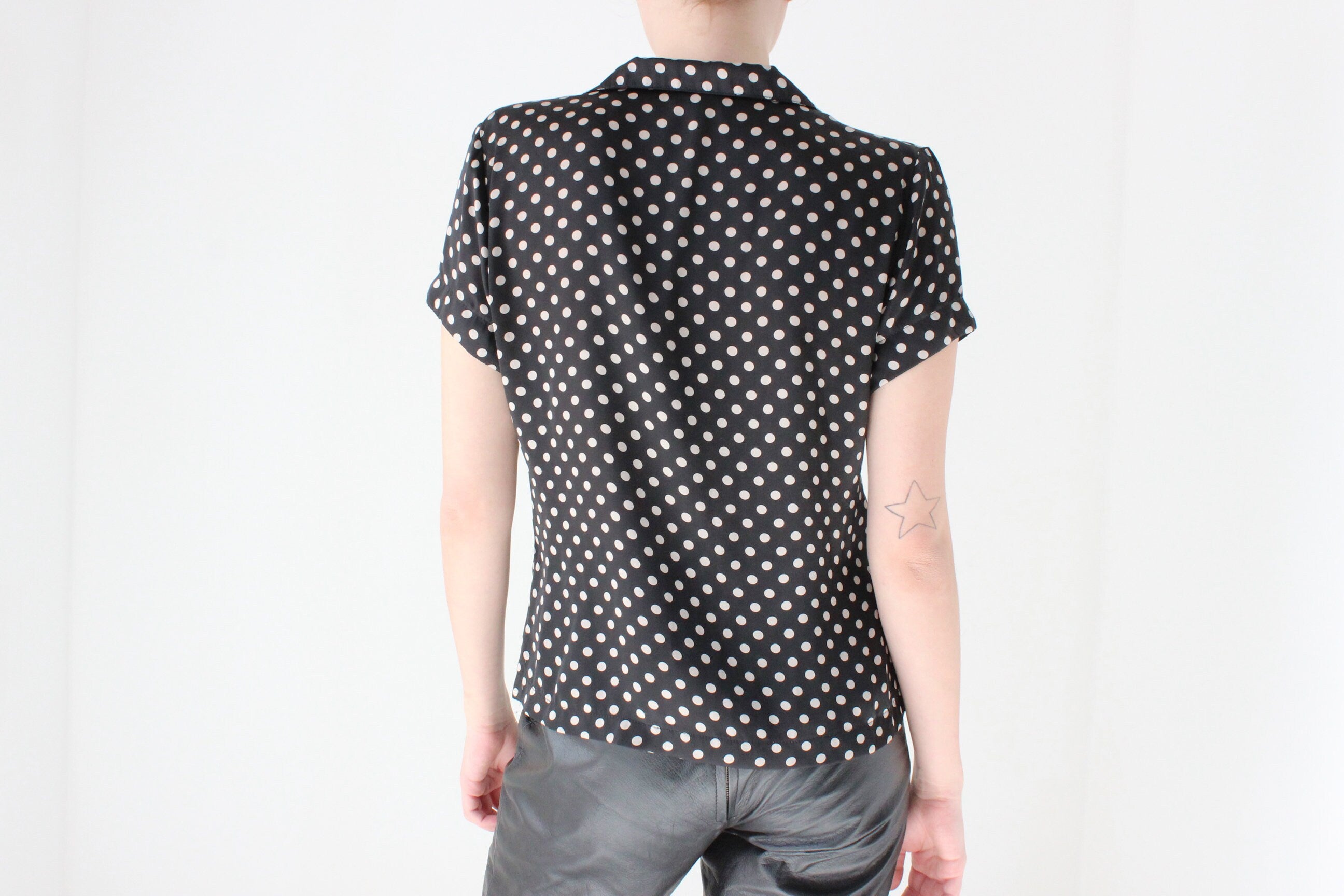 90s Satin Polkadot Boxy Blouse