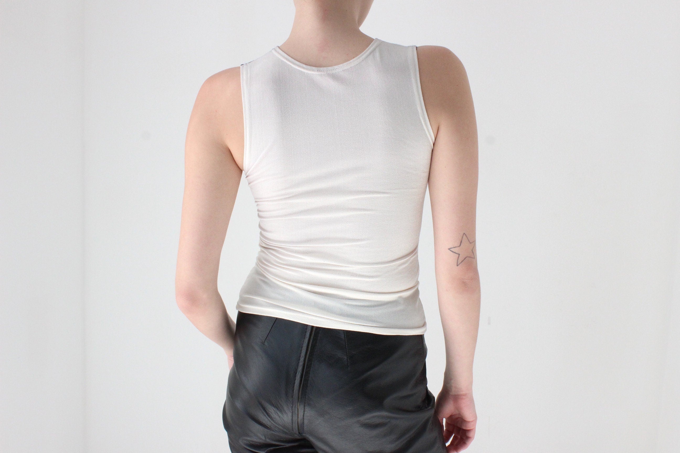 90s Modernist Bold Black & White Stripe Sleeveless Tank