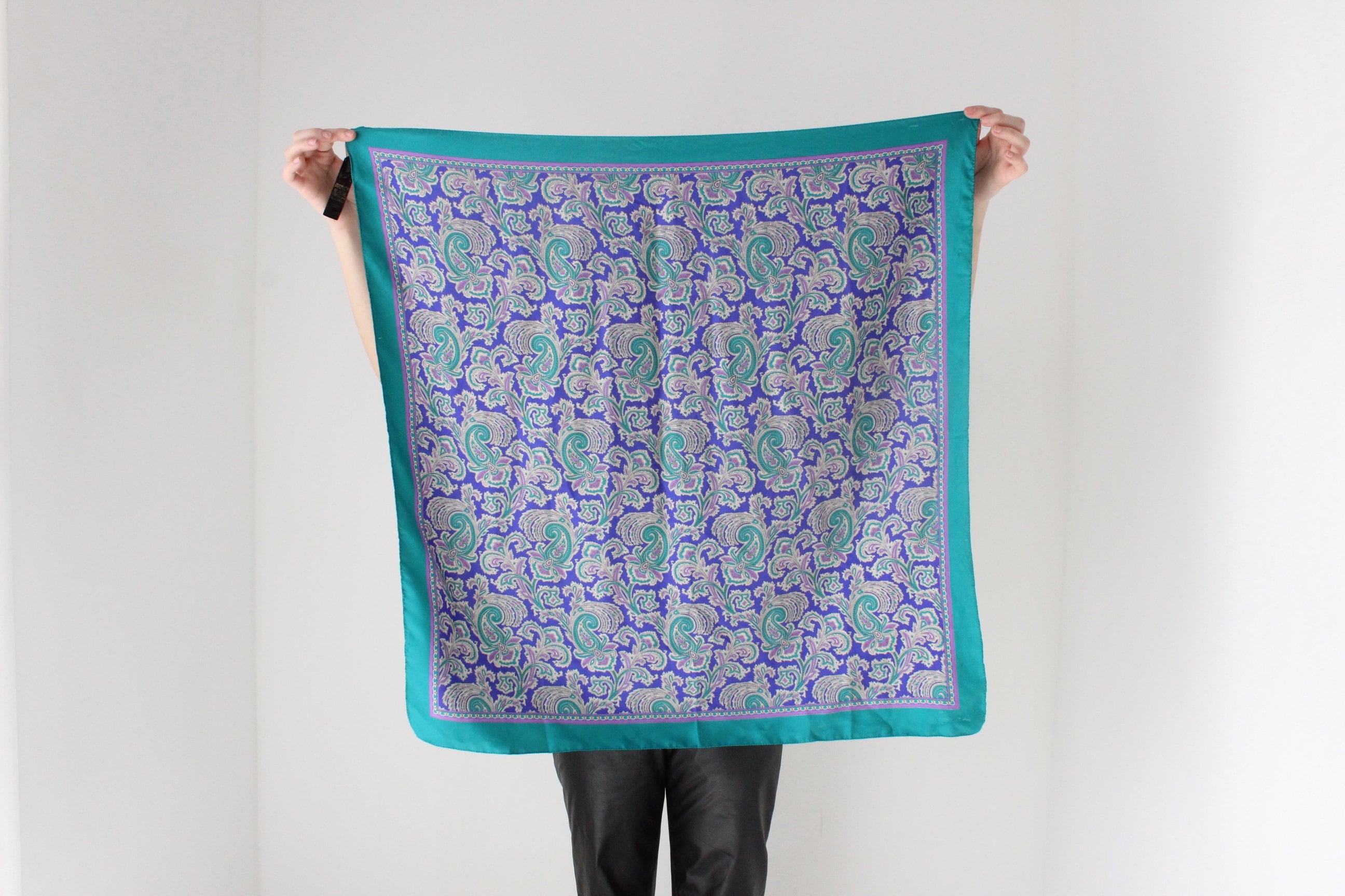 80s Paisley Square Scarf Bandana Top