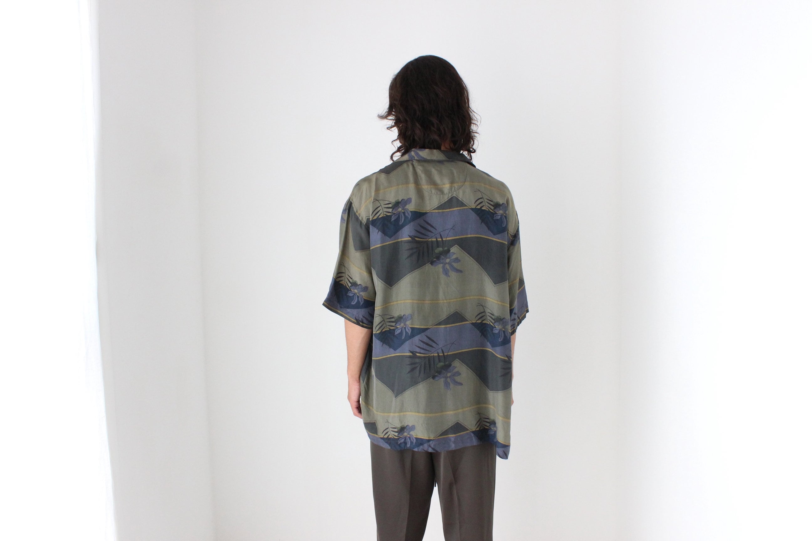 80s PURE SILK Abstract Print Boxy Shirt