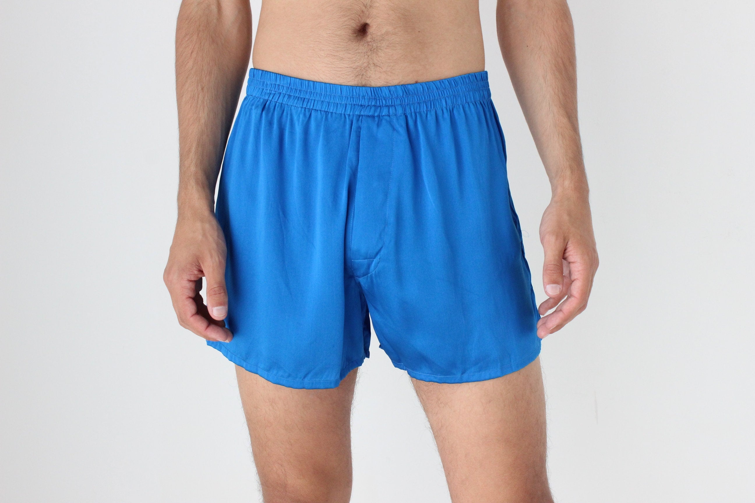 Vintage 80s PURE SILK Luxury Boxer Shorts in Cobalt