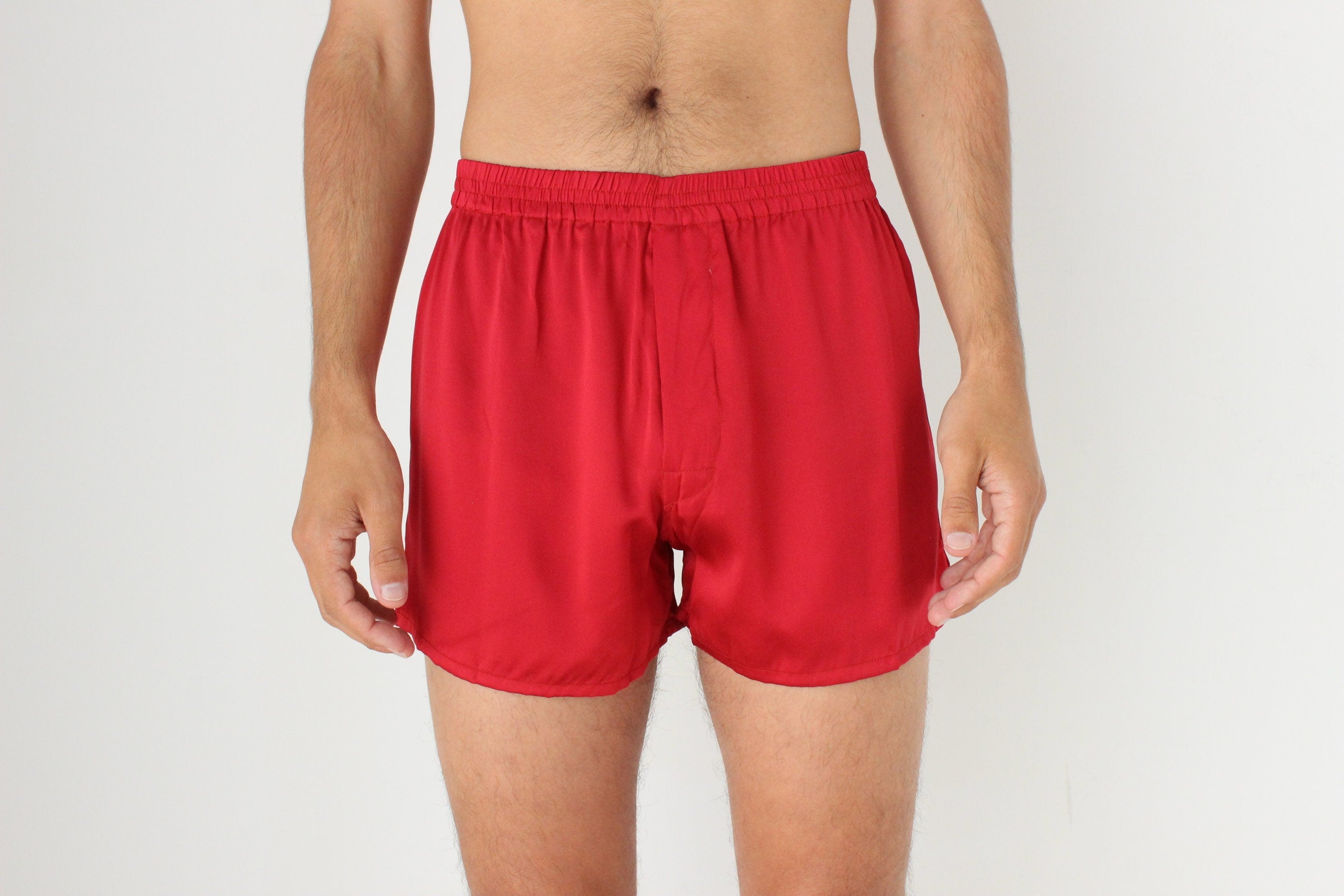 Vintage 80s PURE SILK Luxury Boxer Shorts in Red