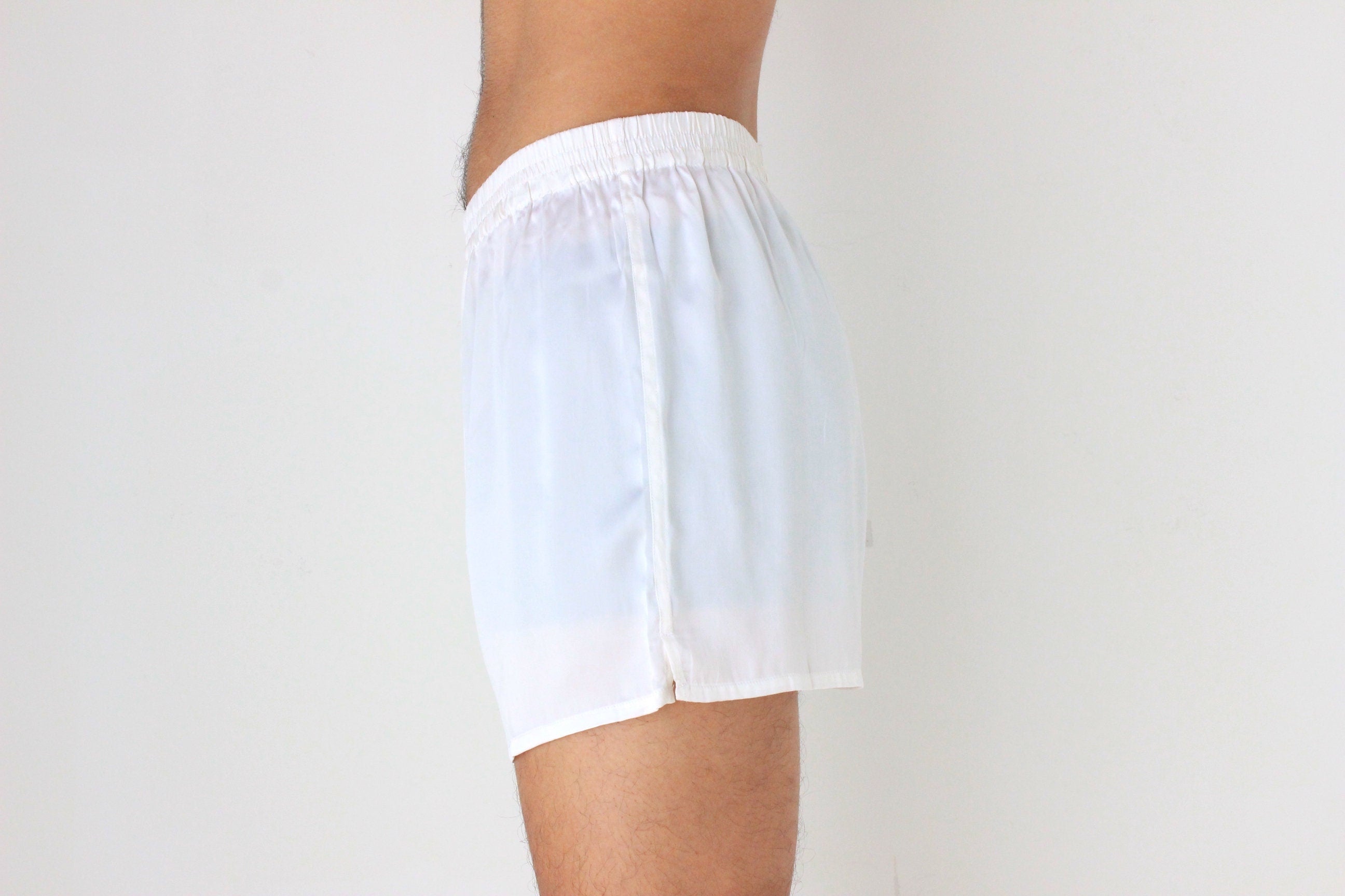 Vintage 80s PURE SILK Luxury Boxer Shorts in White