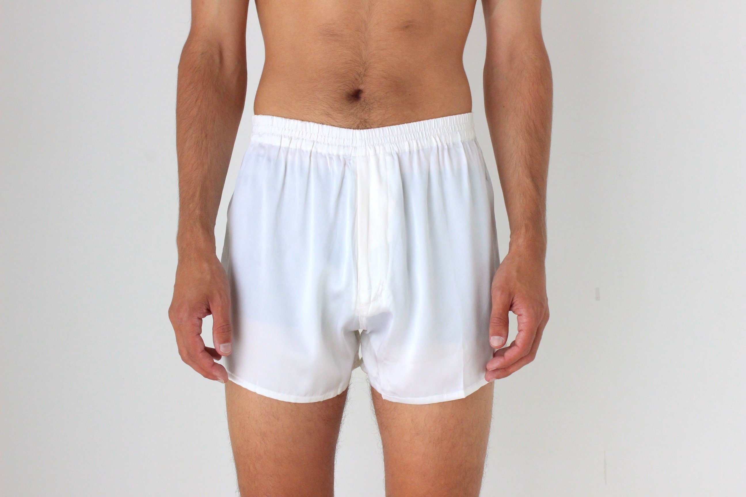 Vintage 80s PURE SILK Luxury Boxer Shorts in White