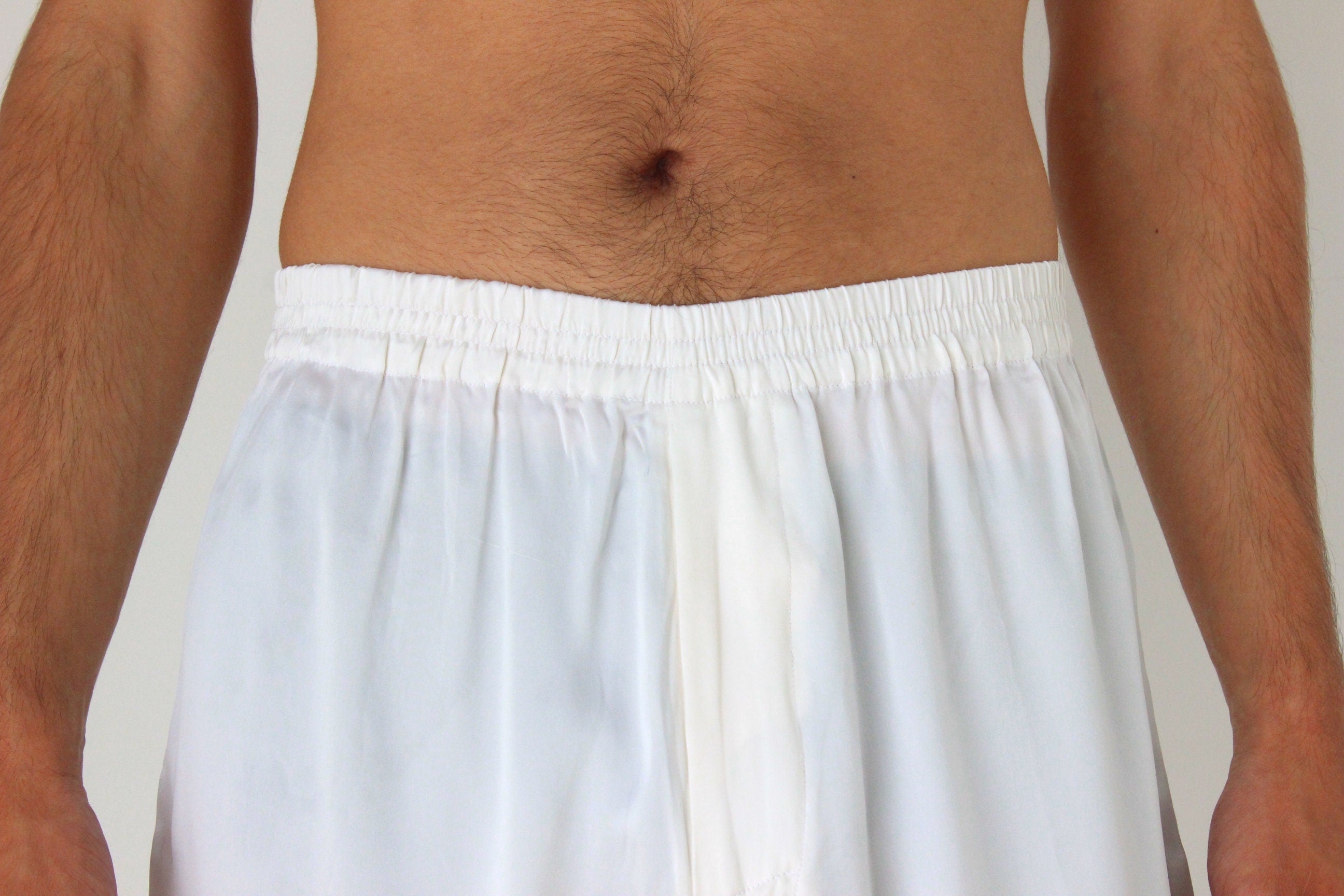 Vintage 80s PURE SILK Luxury Boxer Shorts in White
