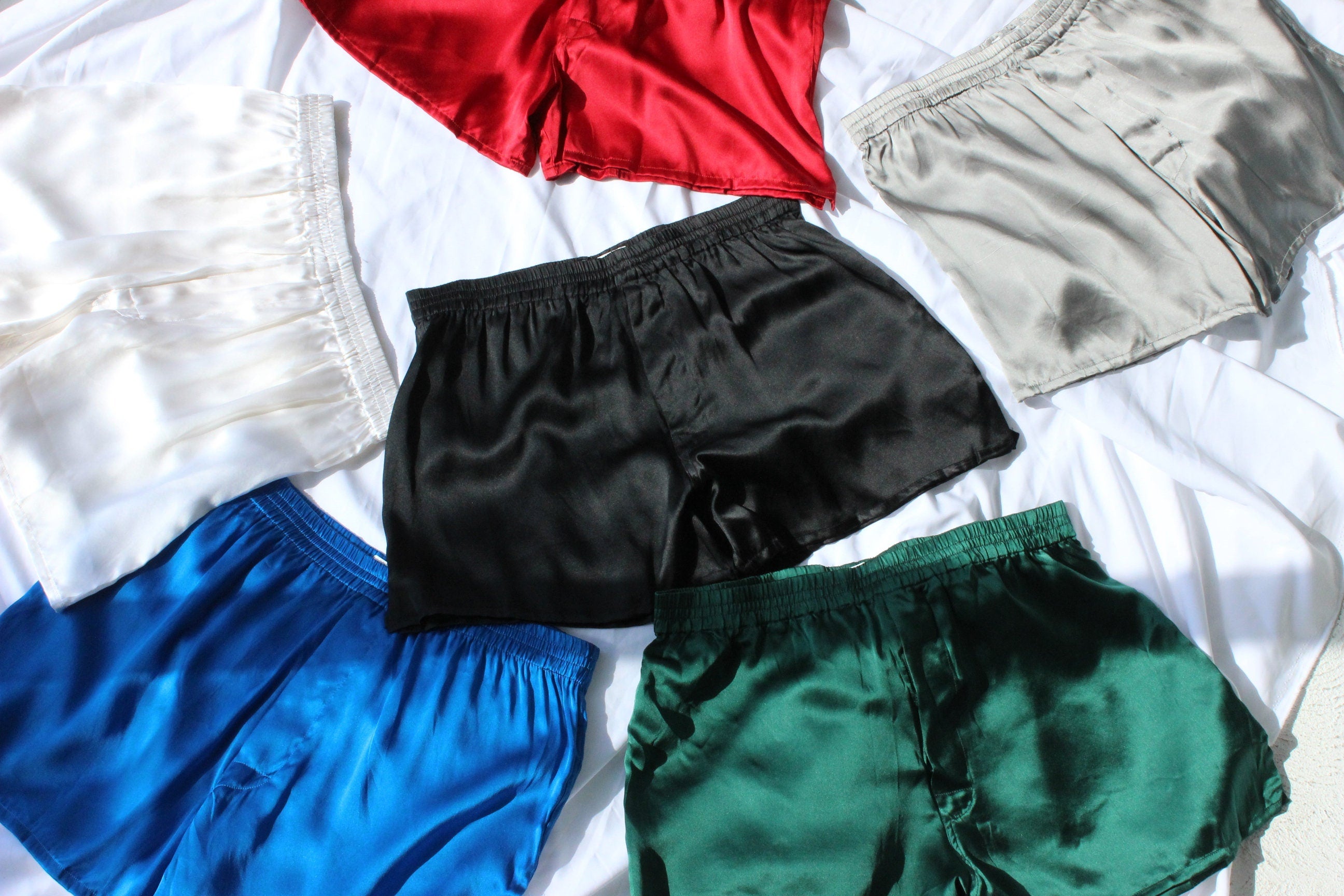 Vintage 80s PURE SILK Luxury Boxer Shorts in White
