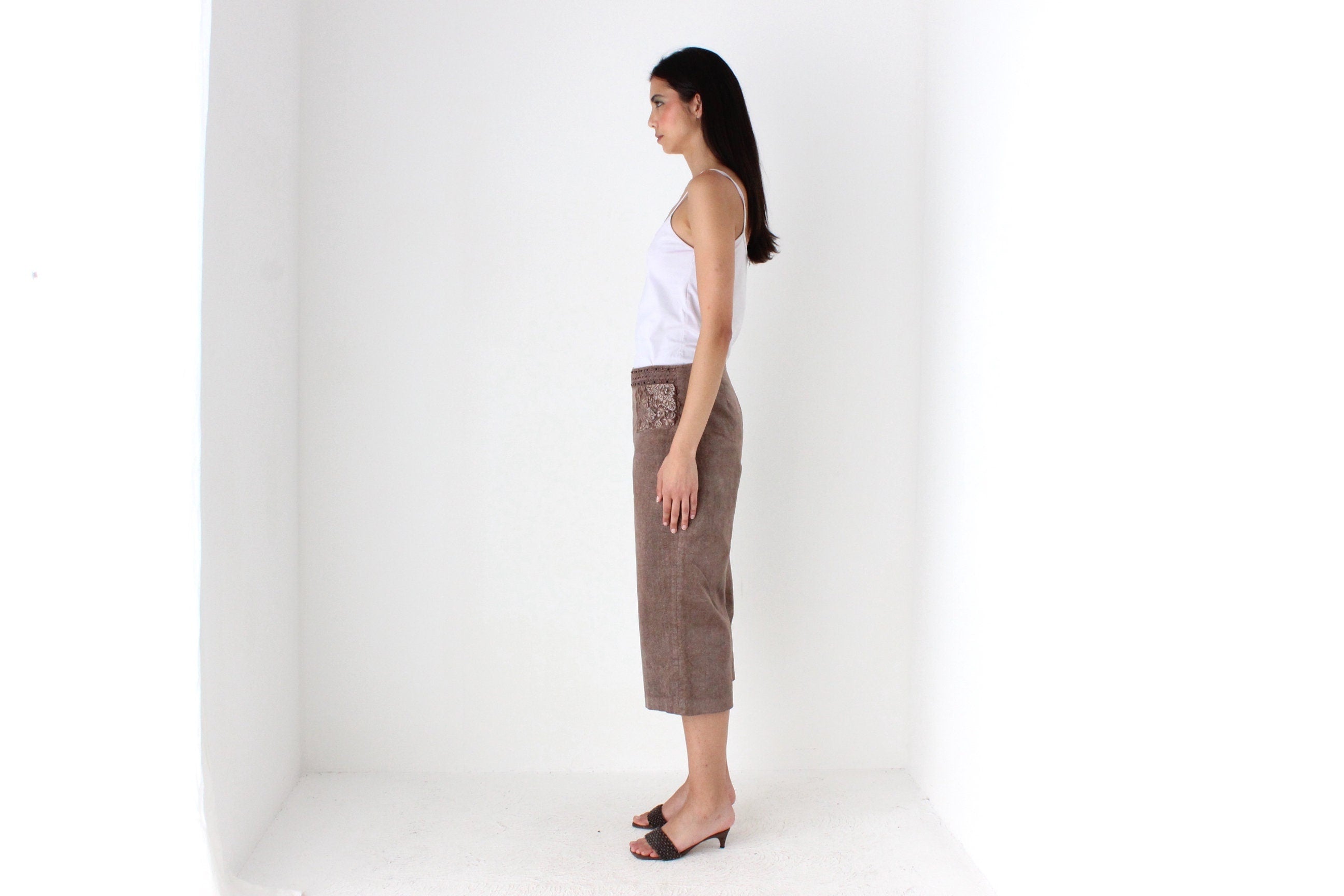 Y2K Corduroy Cropped Knee Length Shorts