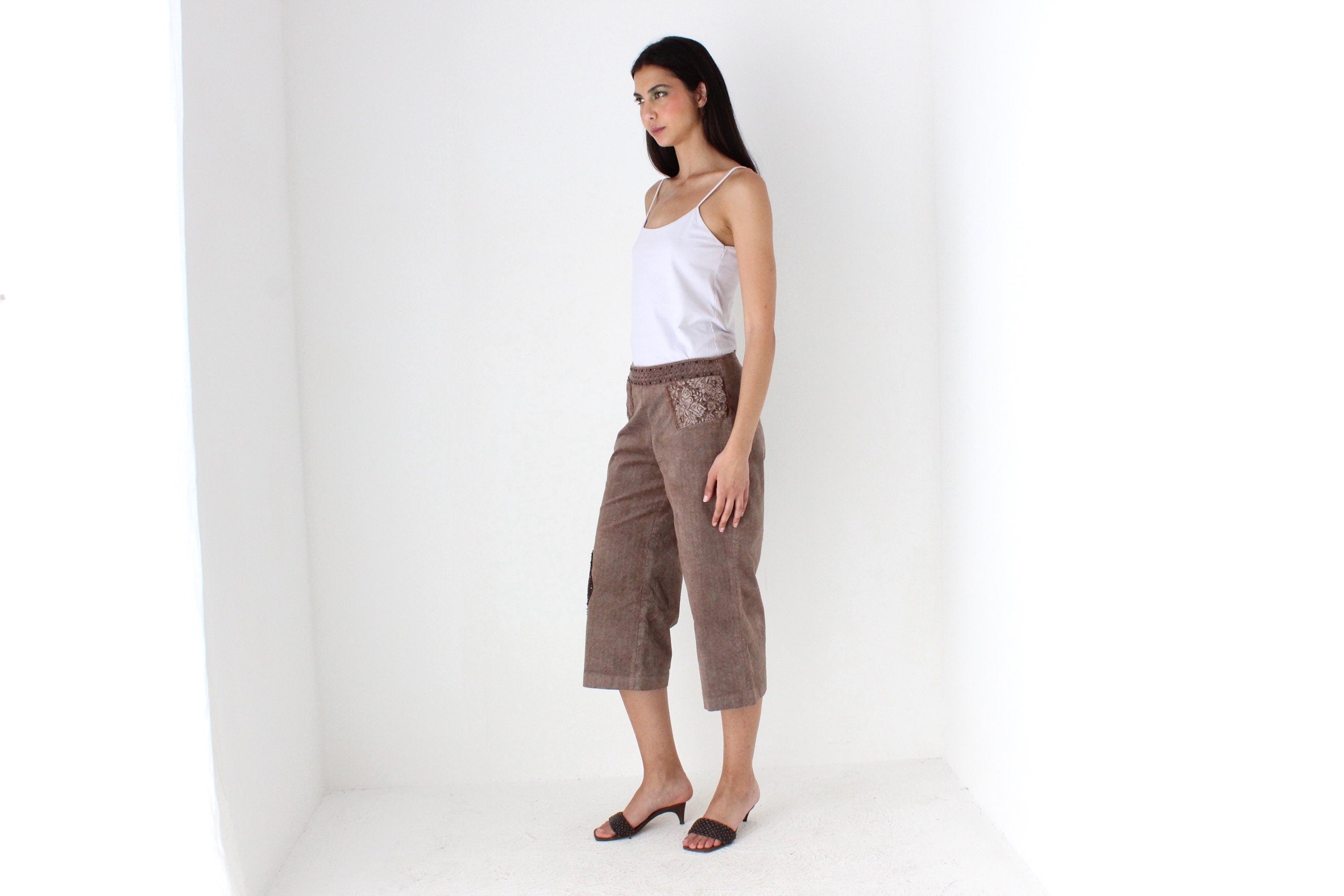 Y2K Corduroy Cropped Knee Length Shorts