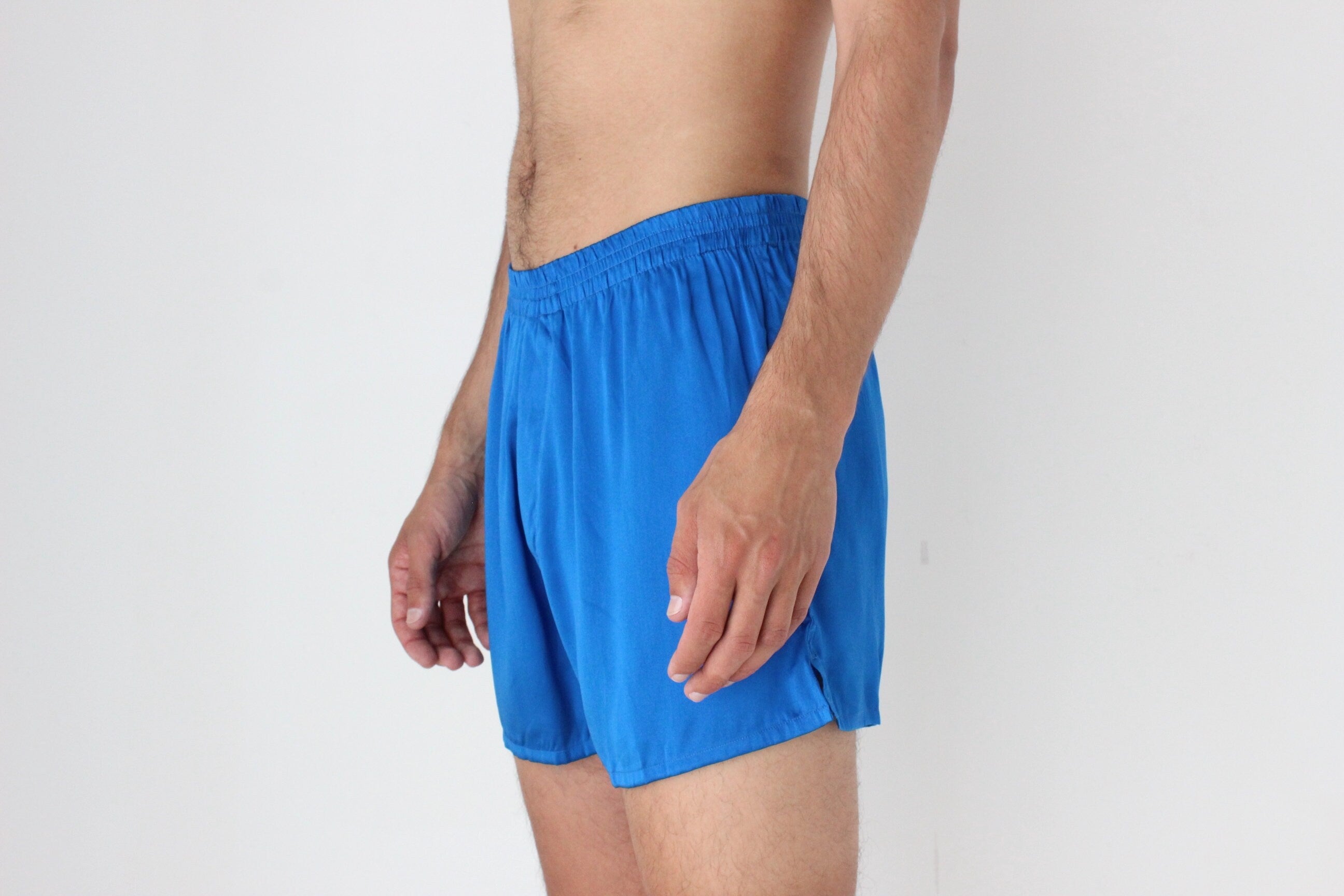 Vintage 80s PURE SILK Luxury Boxer Shorts in Cobalt