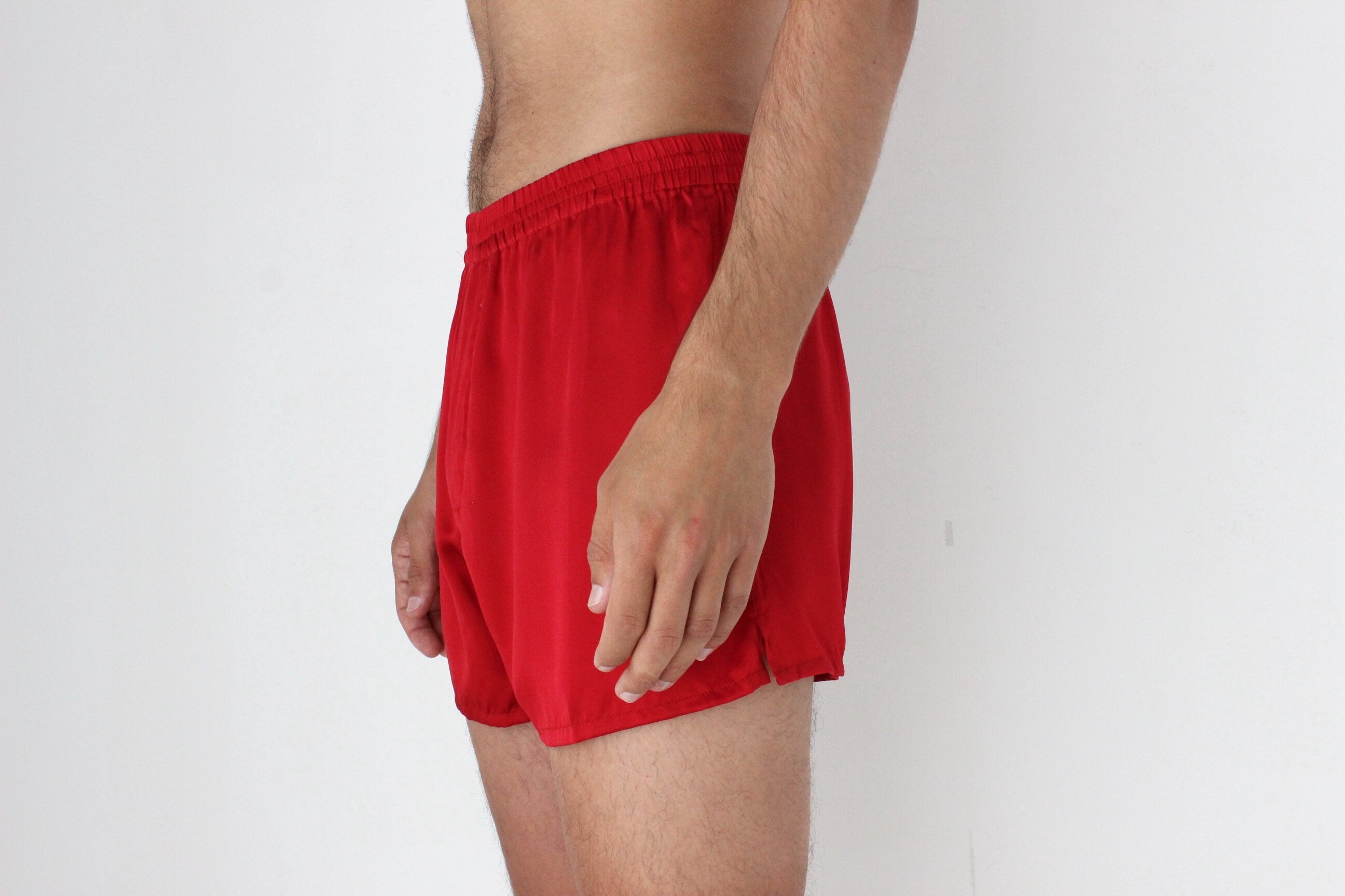 Vintage 80s PURE SILK Luxury Boxer Shorts in Red