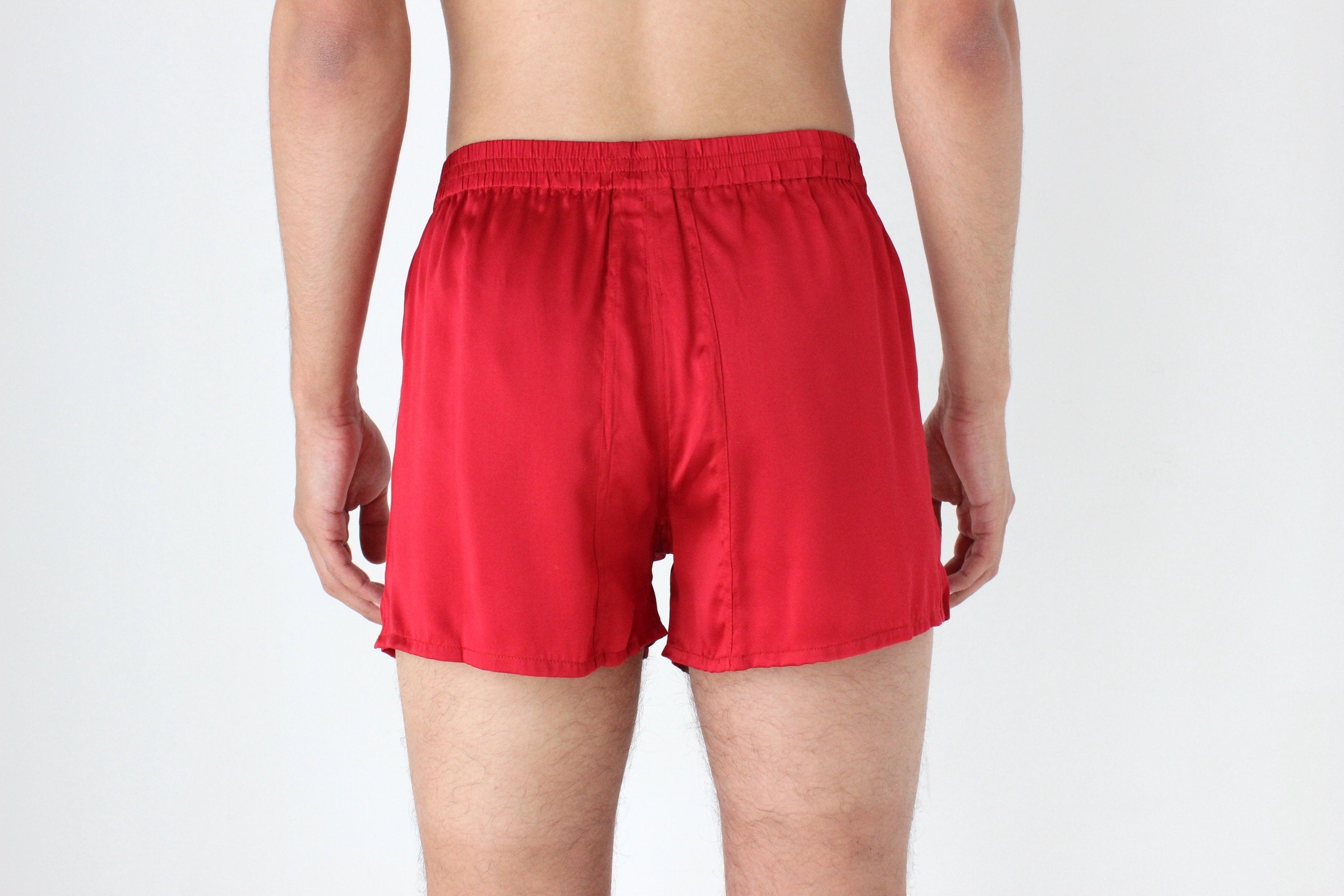 Vintage 80s PURE SILK Luxury Boxer Shorts in Red