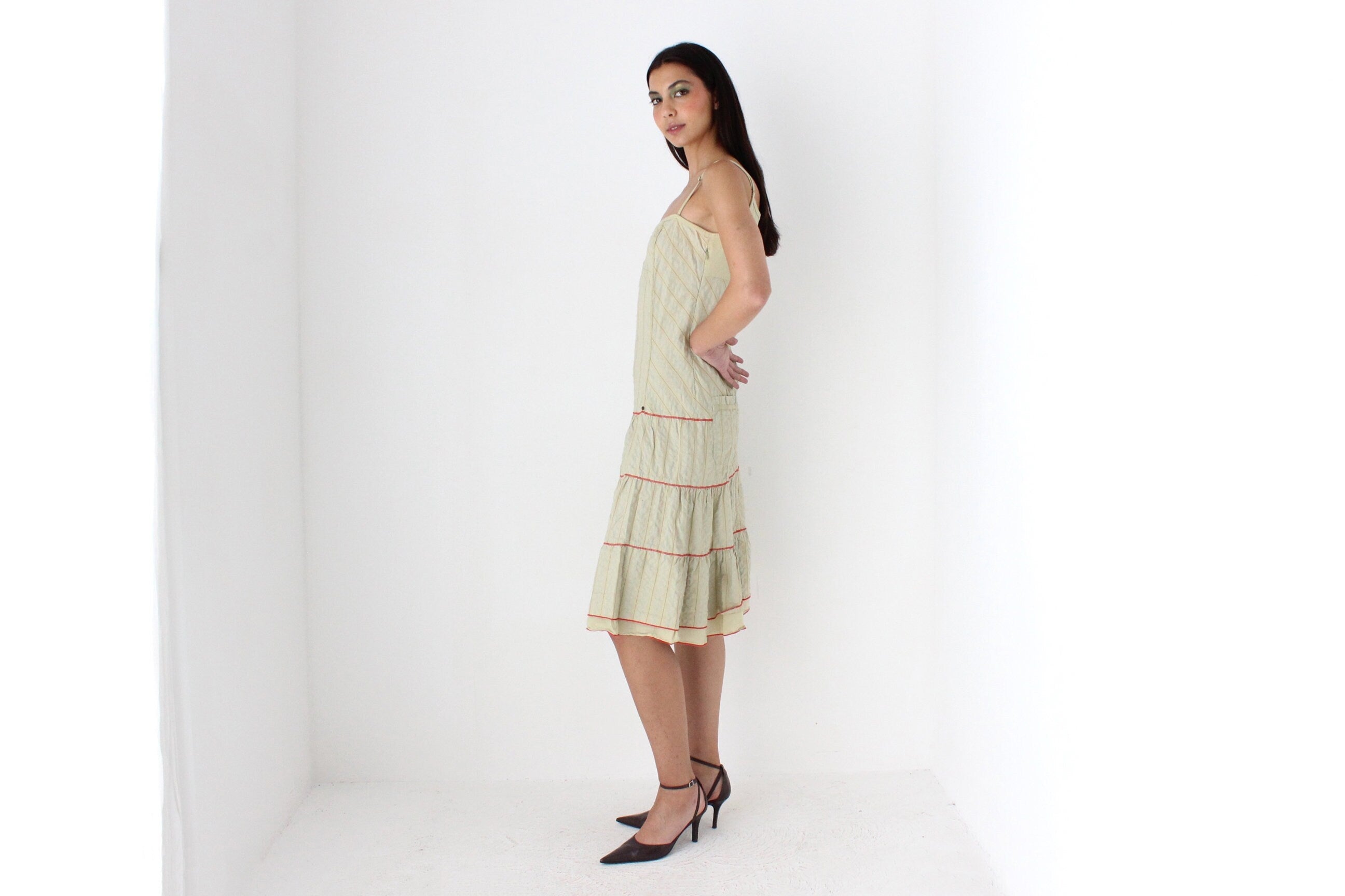 Y2K Cop Copine Drop Waist Cotton Cyber Tech Cargo Dress