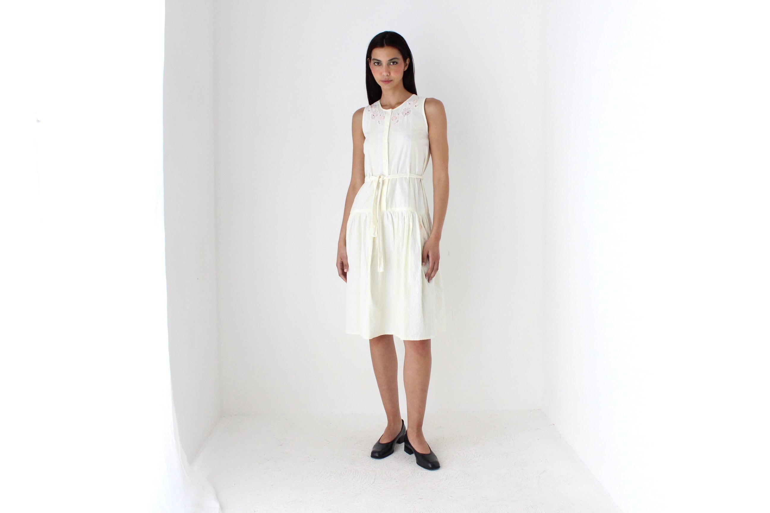 80s Italian Cotton Drop Waist Summer Smock