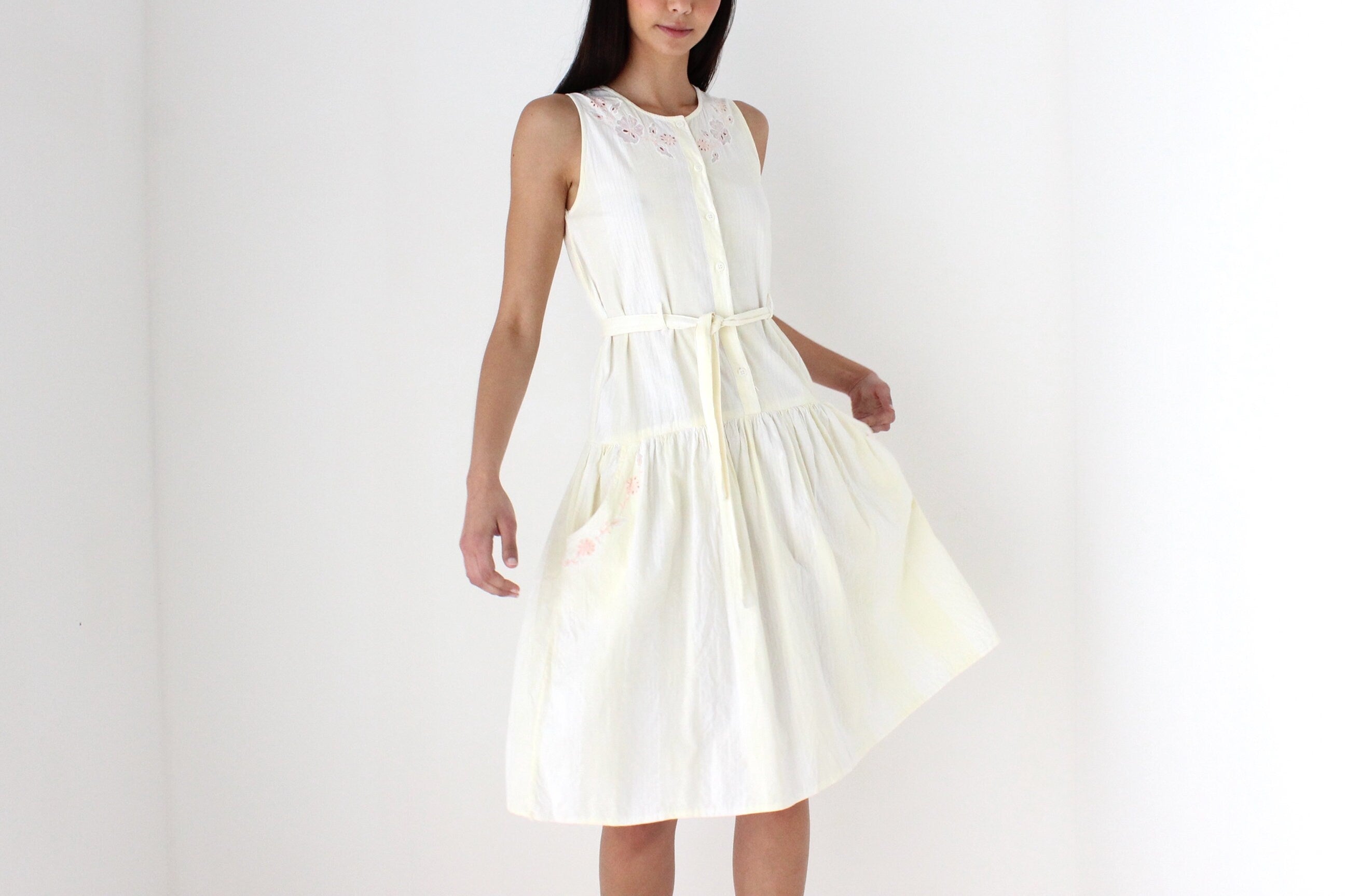 80s Italian Cotton Drop Waist Summer Smock