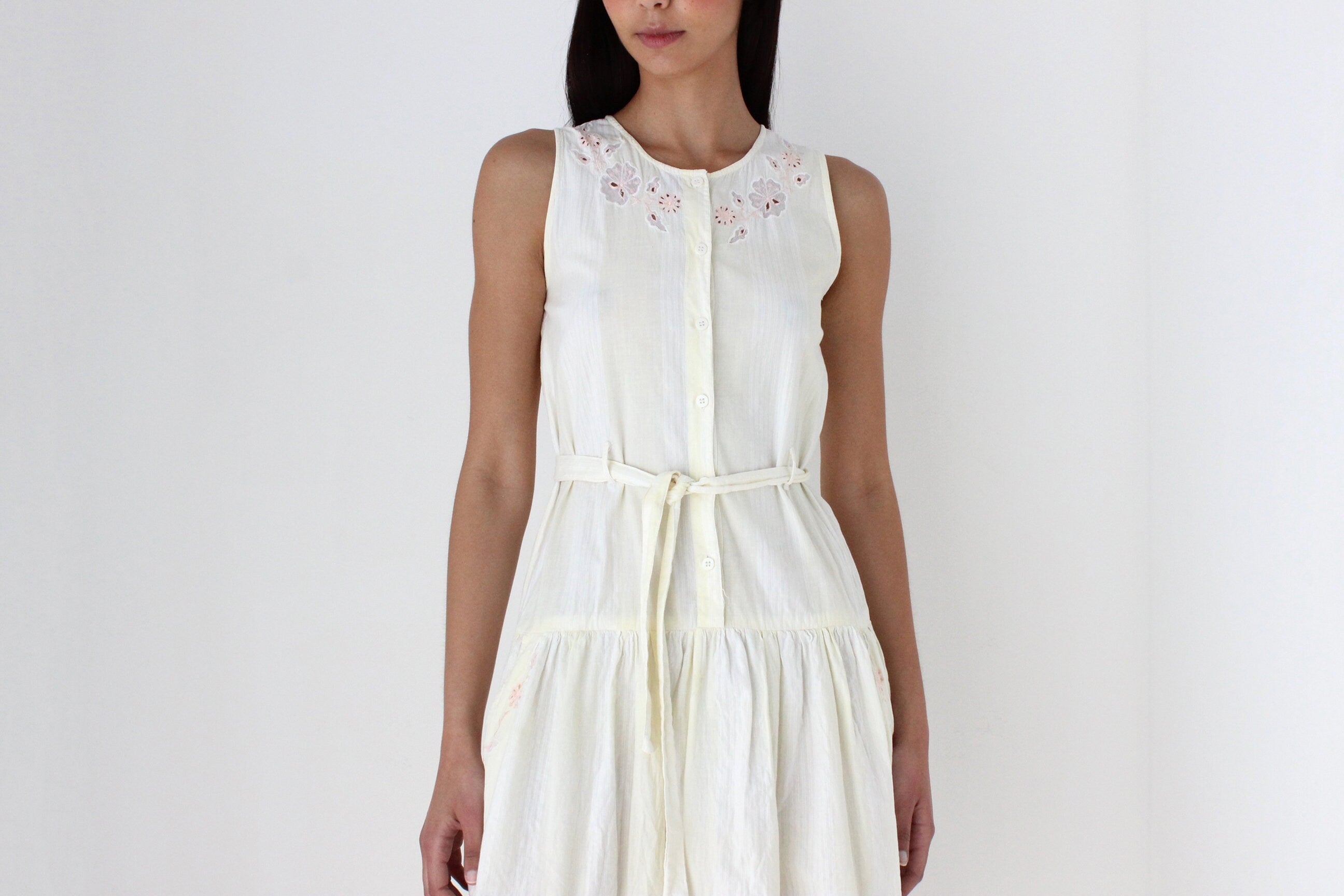 80s Italian Cotton Drop Waist Summer Smock