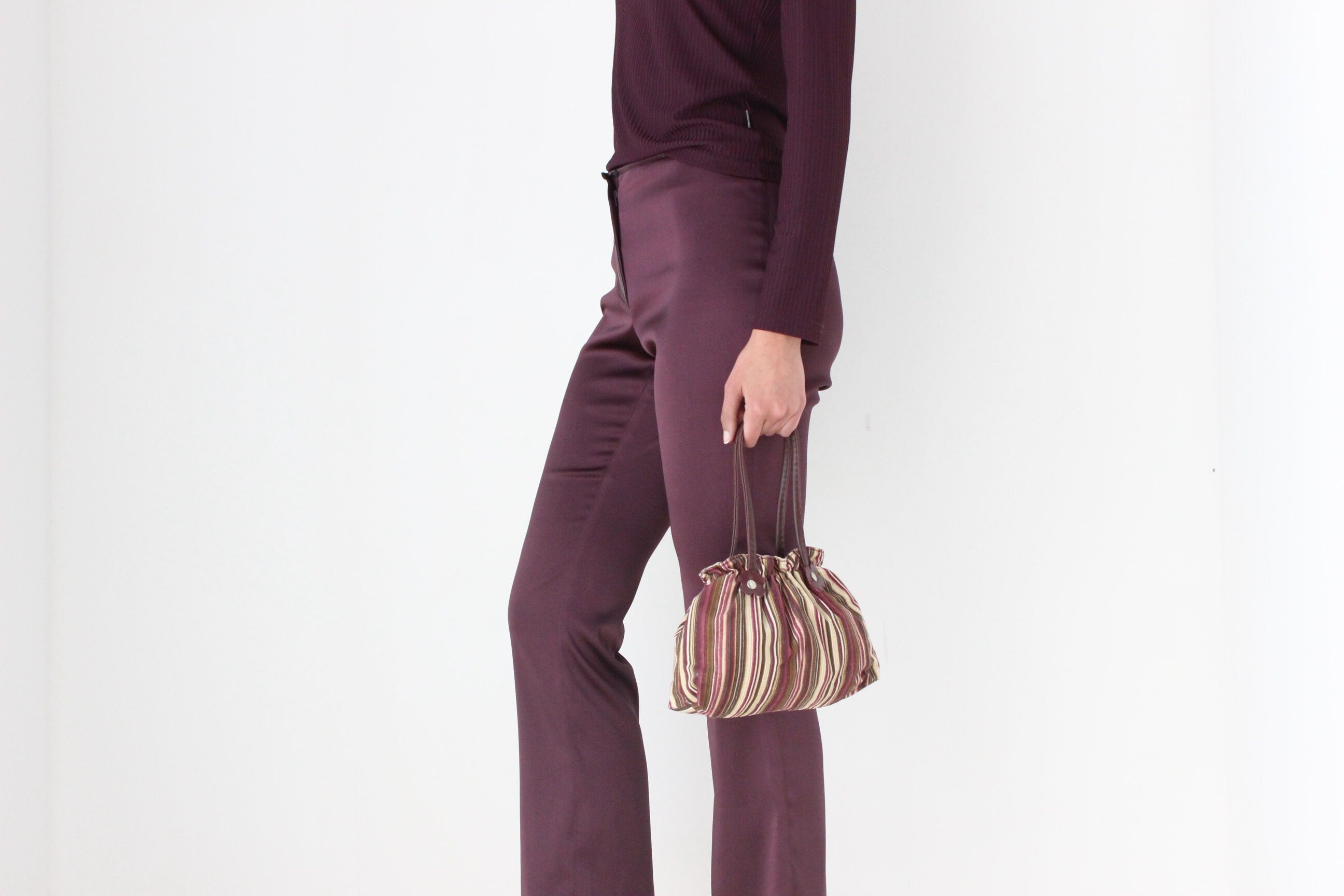 Y2K Corduroy Handbag w/ Leatherette Flowers