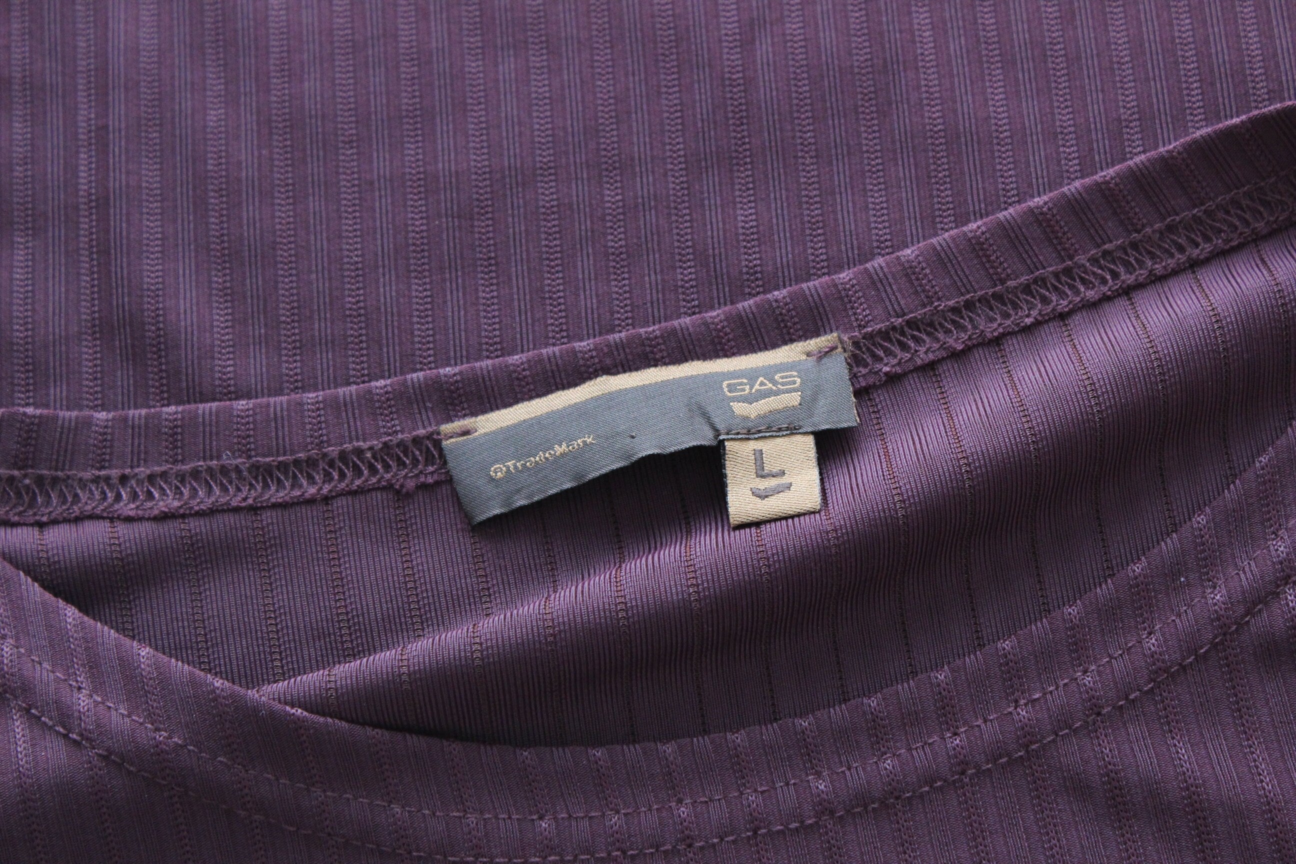 90s Minimal Aubergine Lycra Blend Long Sleeve Top