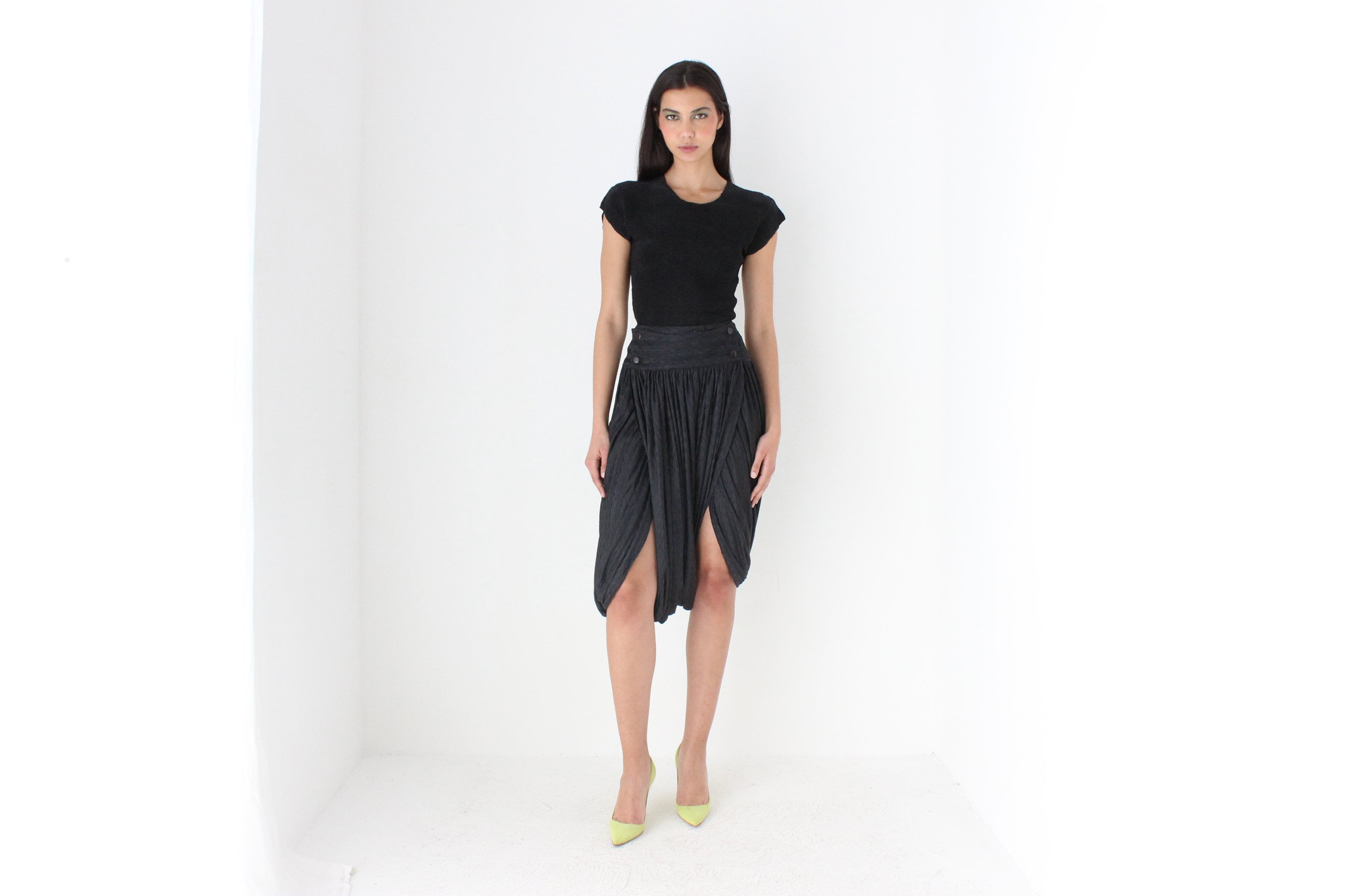 80s Avant Garde Spanish Designer Draped Bubble Pants / Skirt