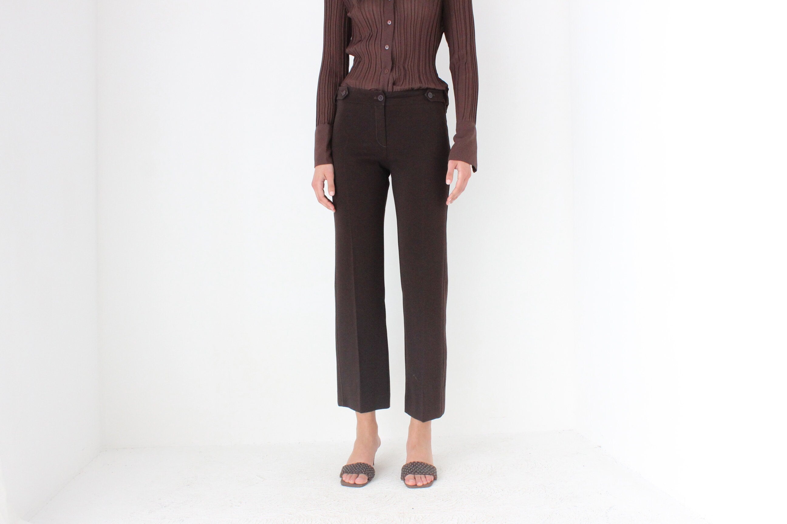90s Mariella Rosati Minimal Chocolate Trousers - Made in Italy