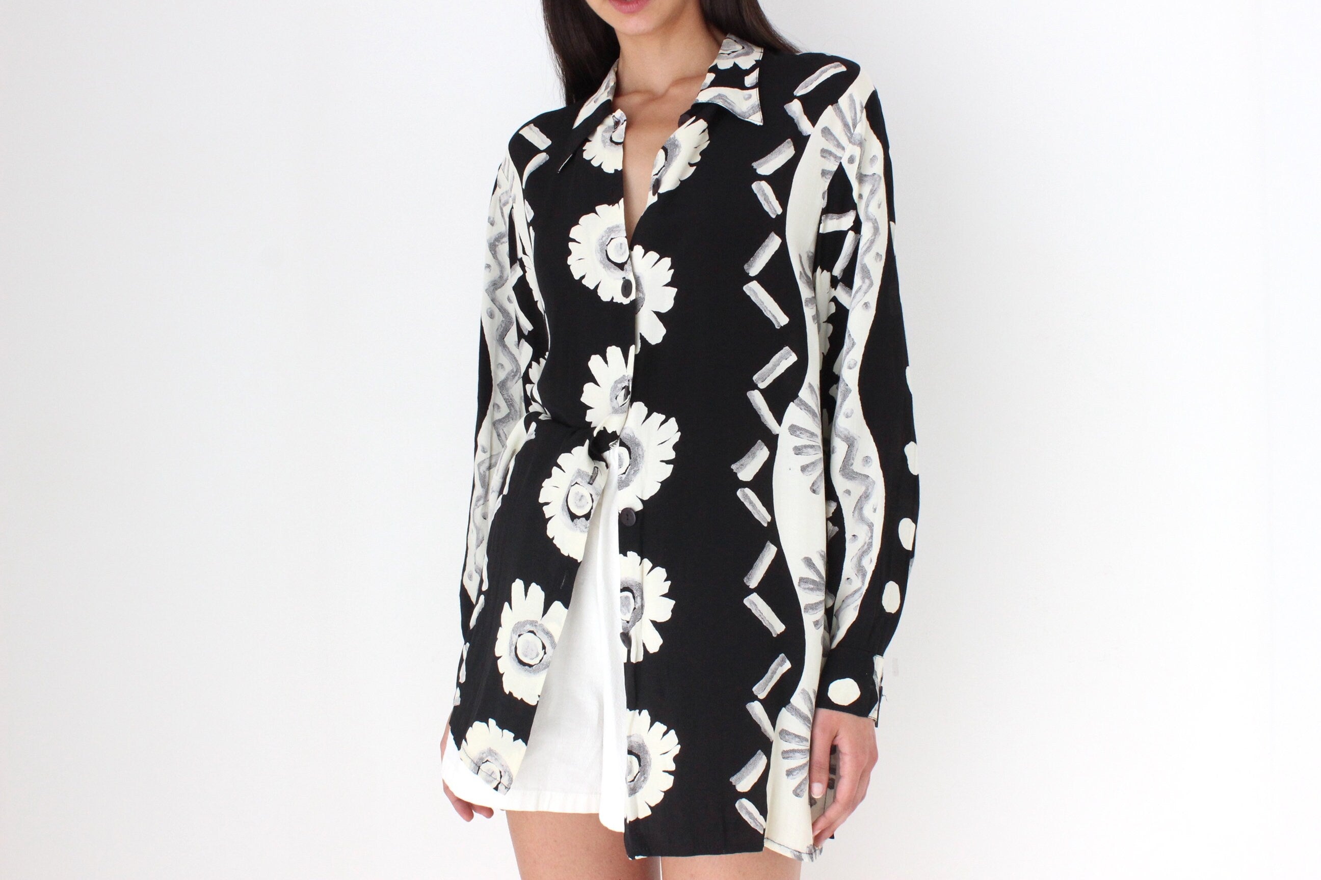 90s French Vintage Painterly Abstract Shirt
