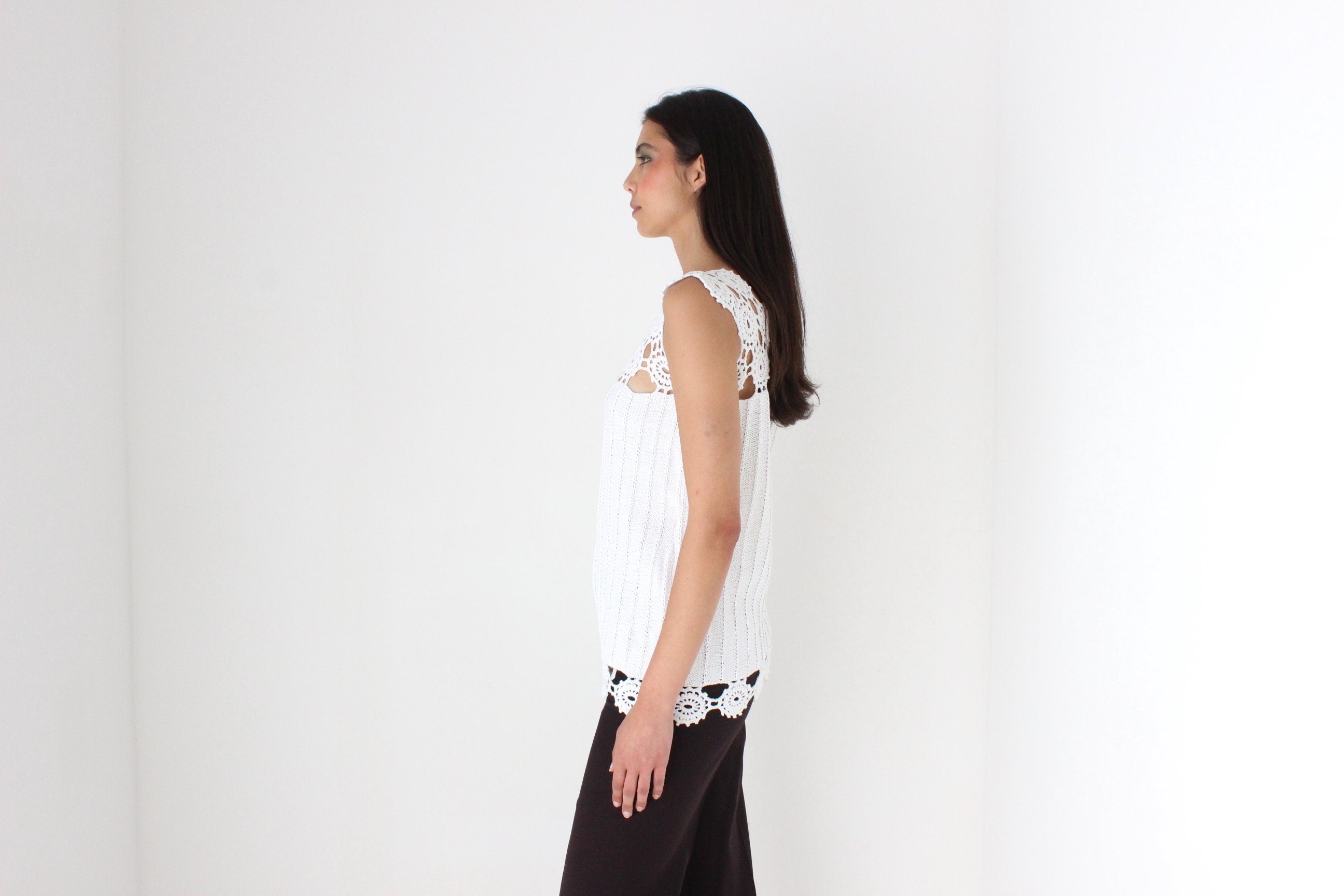 Elevated Vintage 90s Cotton Crochet Knit Top